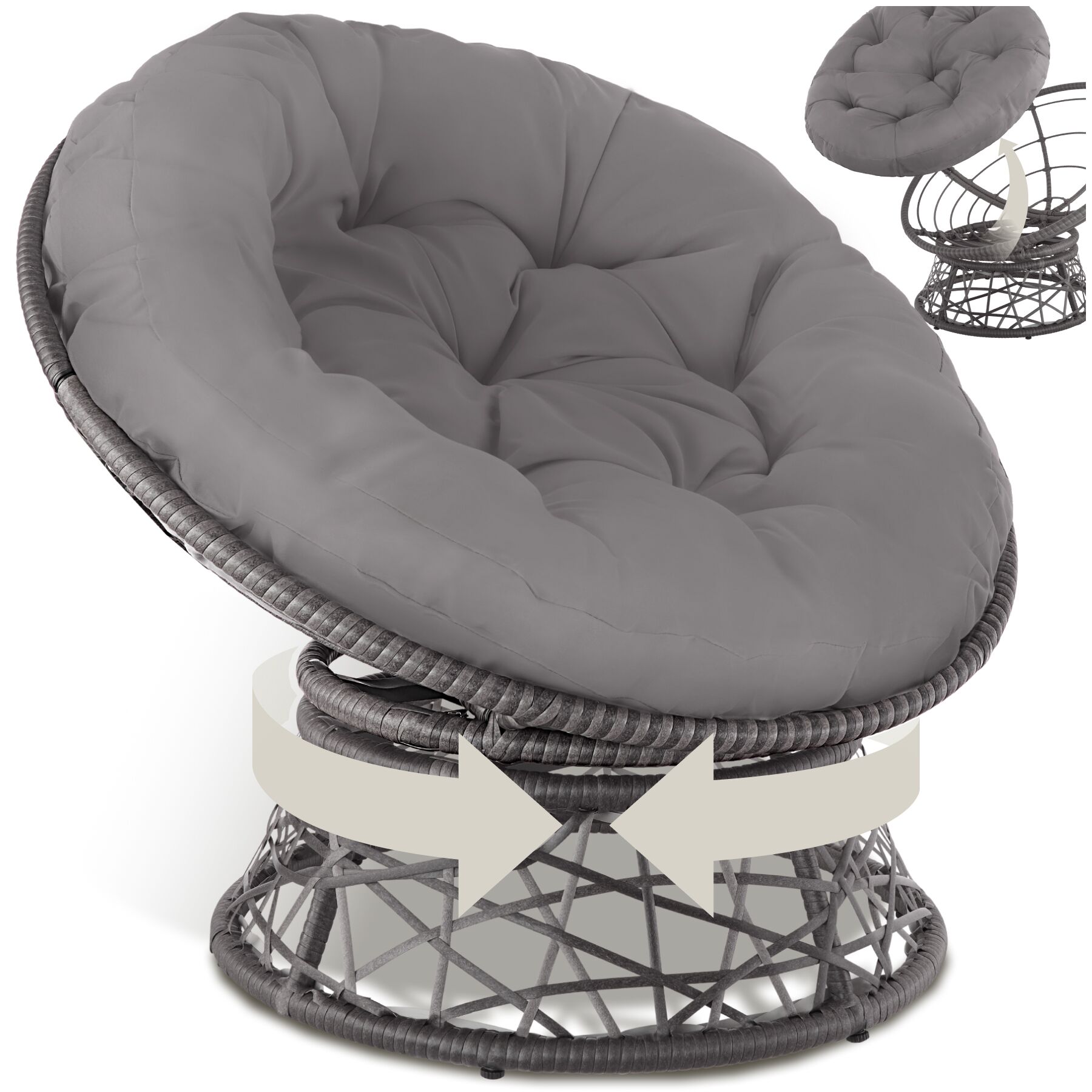 Wicker fauteuil Gargano draaibaar - grijs | tectake