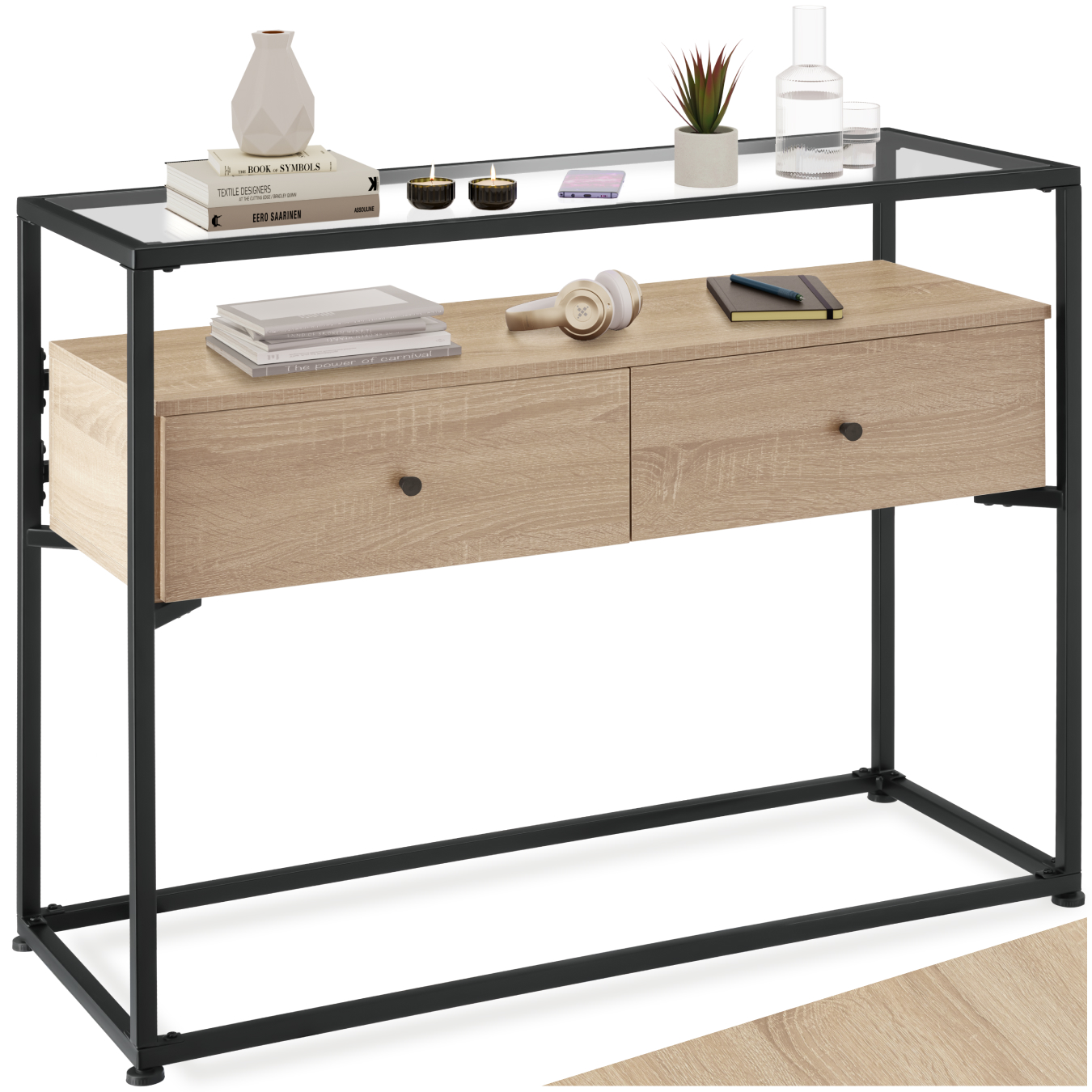 Consoletafel Reading 101,5x41,5x80,5cm - Industrieel licht hout, eiken Sonoma