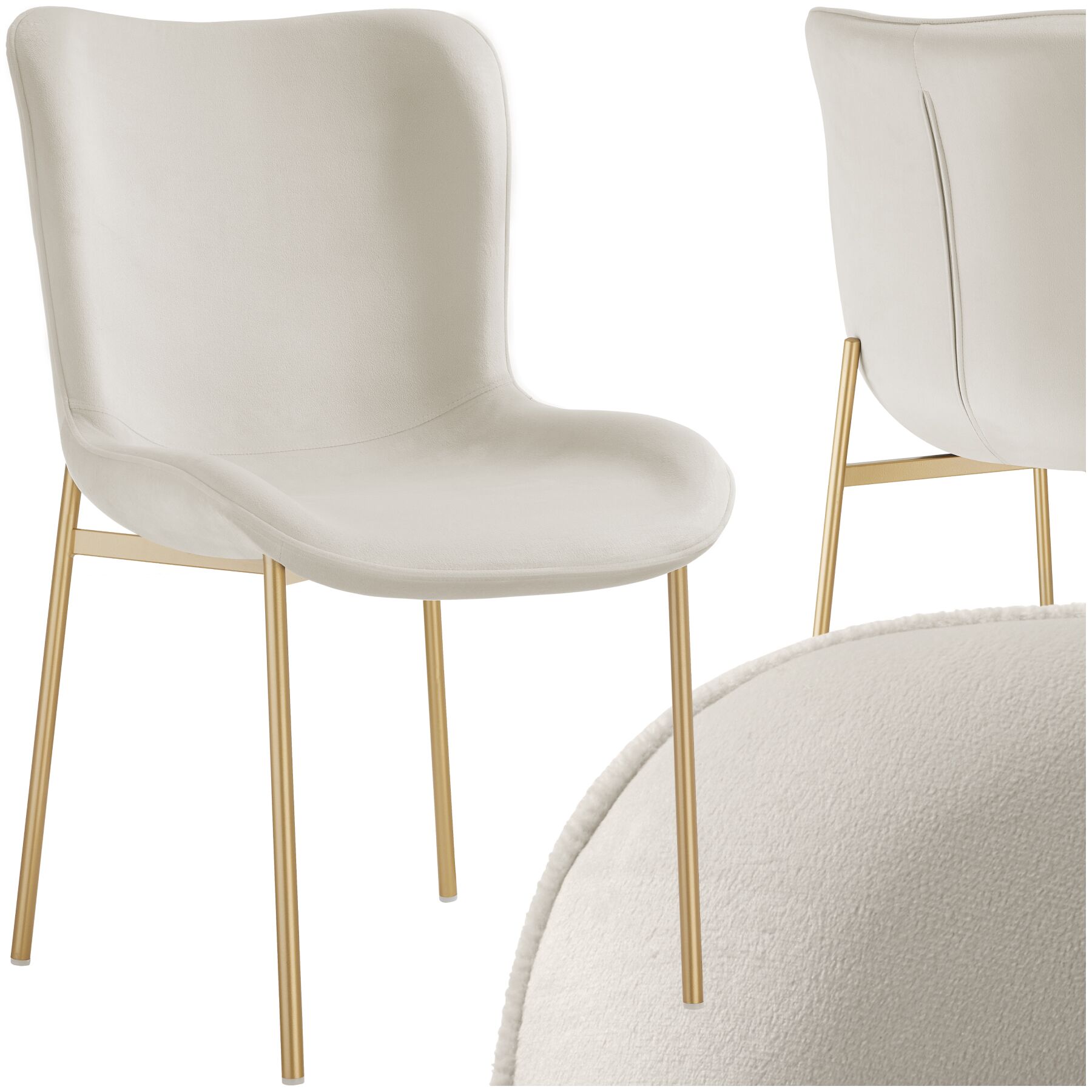 Polsterstuhl Tessa - Samtoptik beige/gold, pro Stück