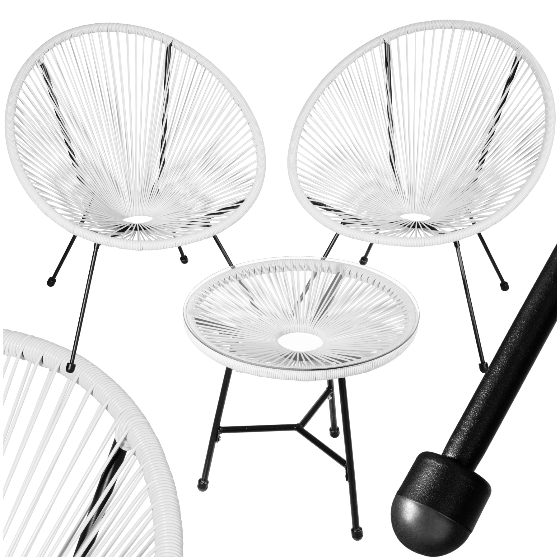 2 Gartenstühle Santana mit Tisch - weiß von tectake
