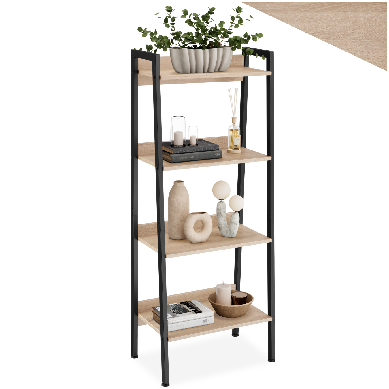 Leiterregal mit 45 Ebenen Standregal Bücherregal Regal Holz Metall Industrie