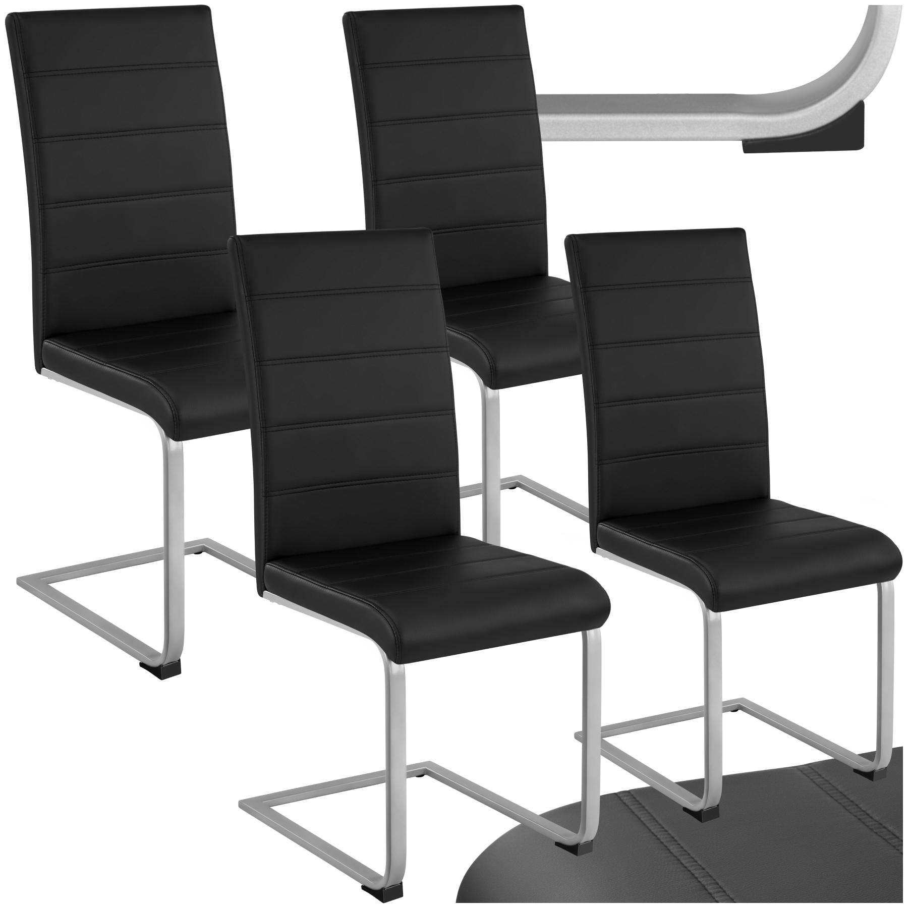 Schwingstühle, Kunstleder - schwarz, 4er Set