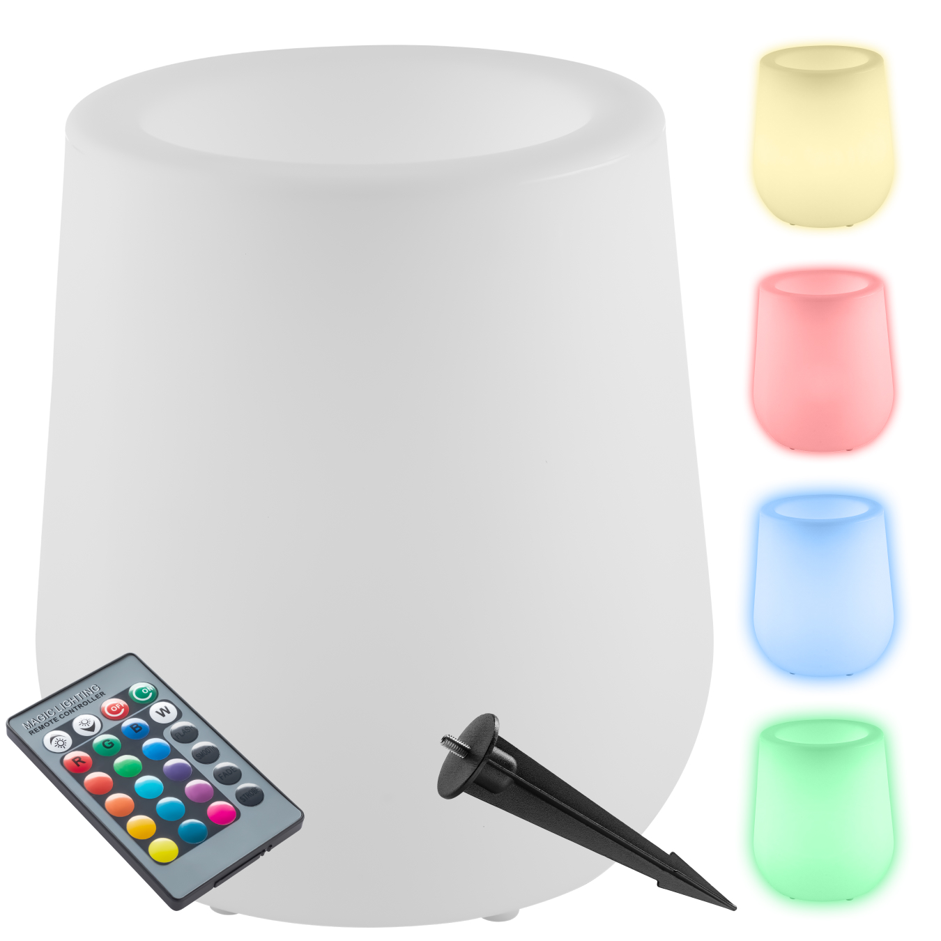 LED-bloempot Luminous Courve Pot met afstandsbediening - wit