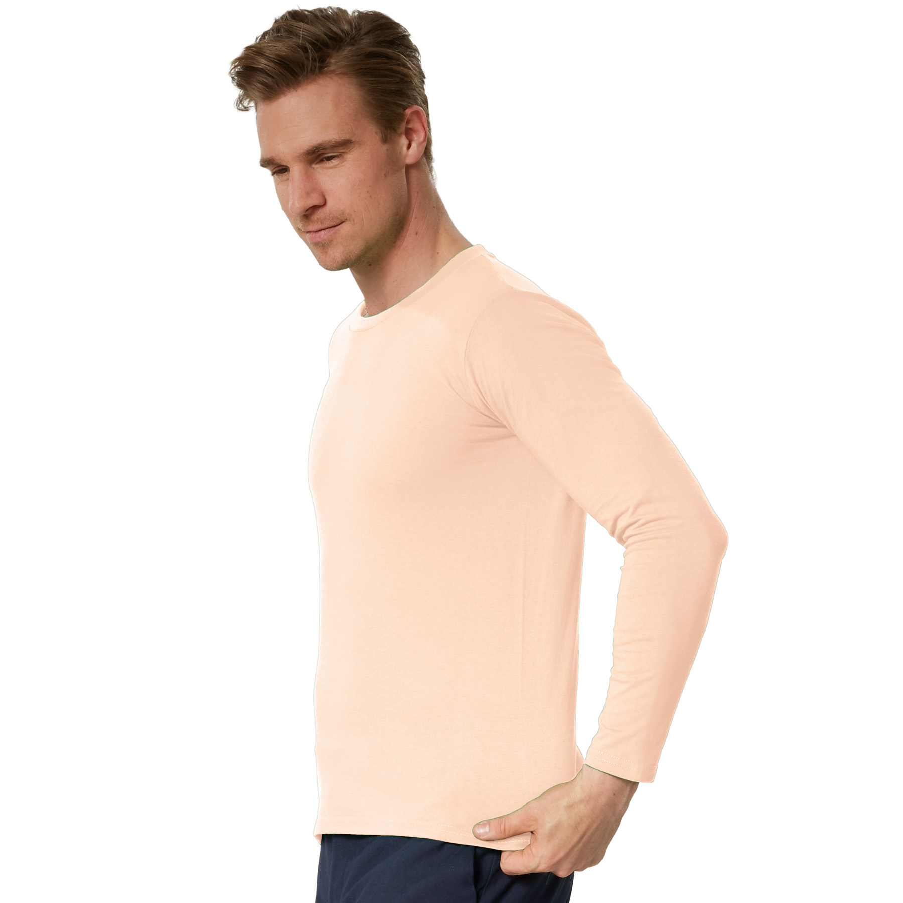 Camiseta de manga larga para hombre camiseta de manga larga lisa sudadera de manga larga suéter nuevo - Imagen 95 de 120