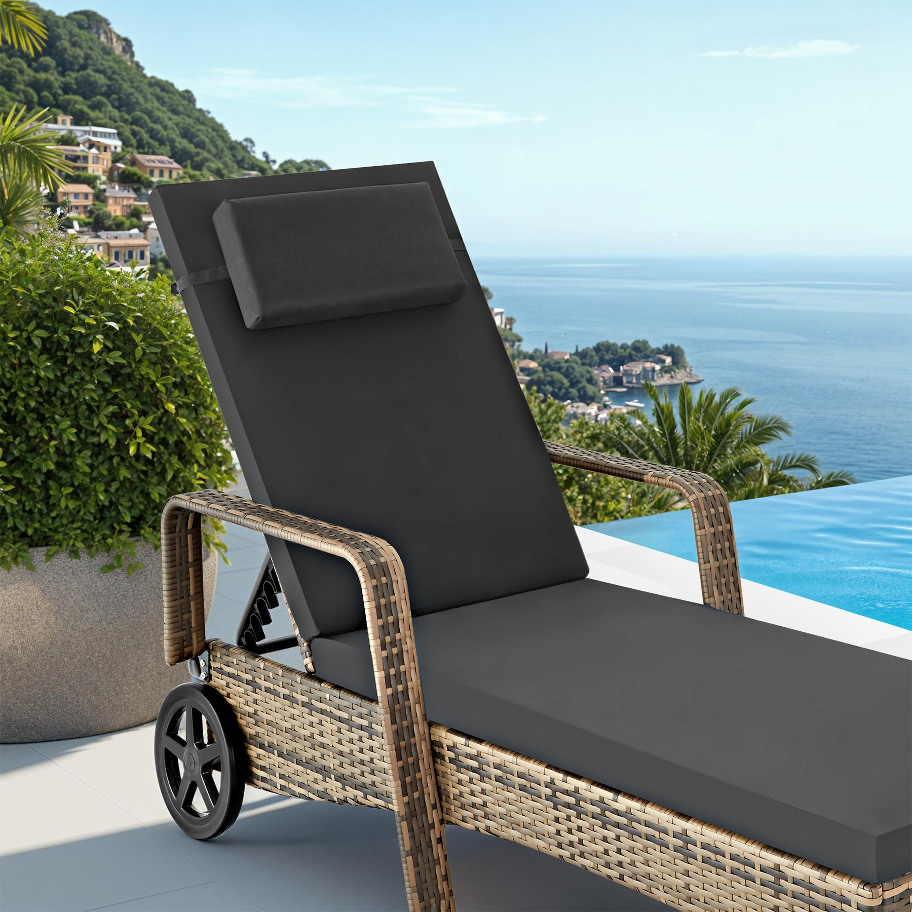 Sonnenliege klappbar Gartenliege Polyrattan Liegestuhl Strandliege robust 200 cm - Bild 132 von 145