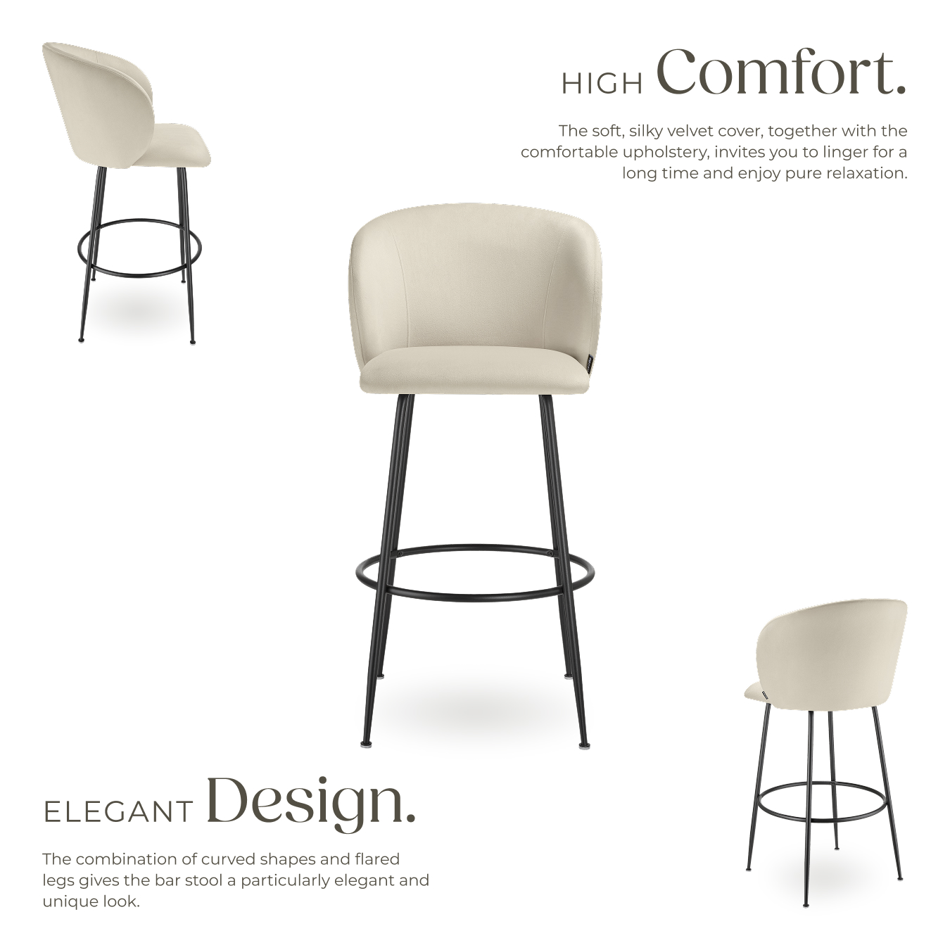 Bar Stools Chairs Faux Velvet Fabric Kitchen Dining Room Furniture Home Office - Picture 4 of 37