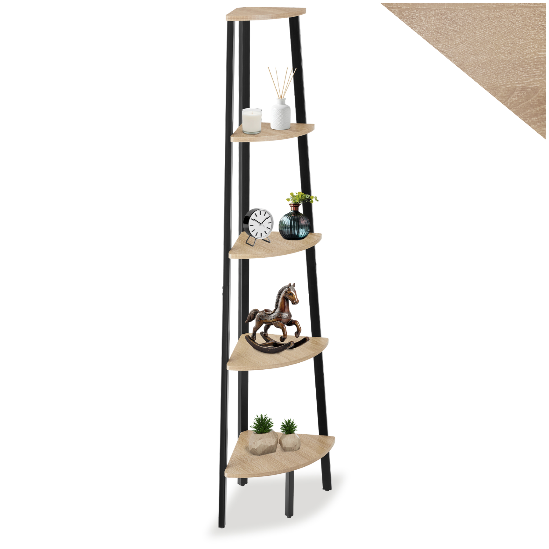 Hoekkast Portland 34x34x158,5cm - Industrieel licht hout, eiken Sonoma