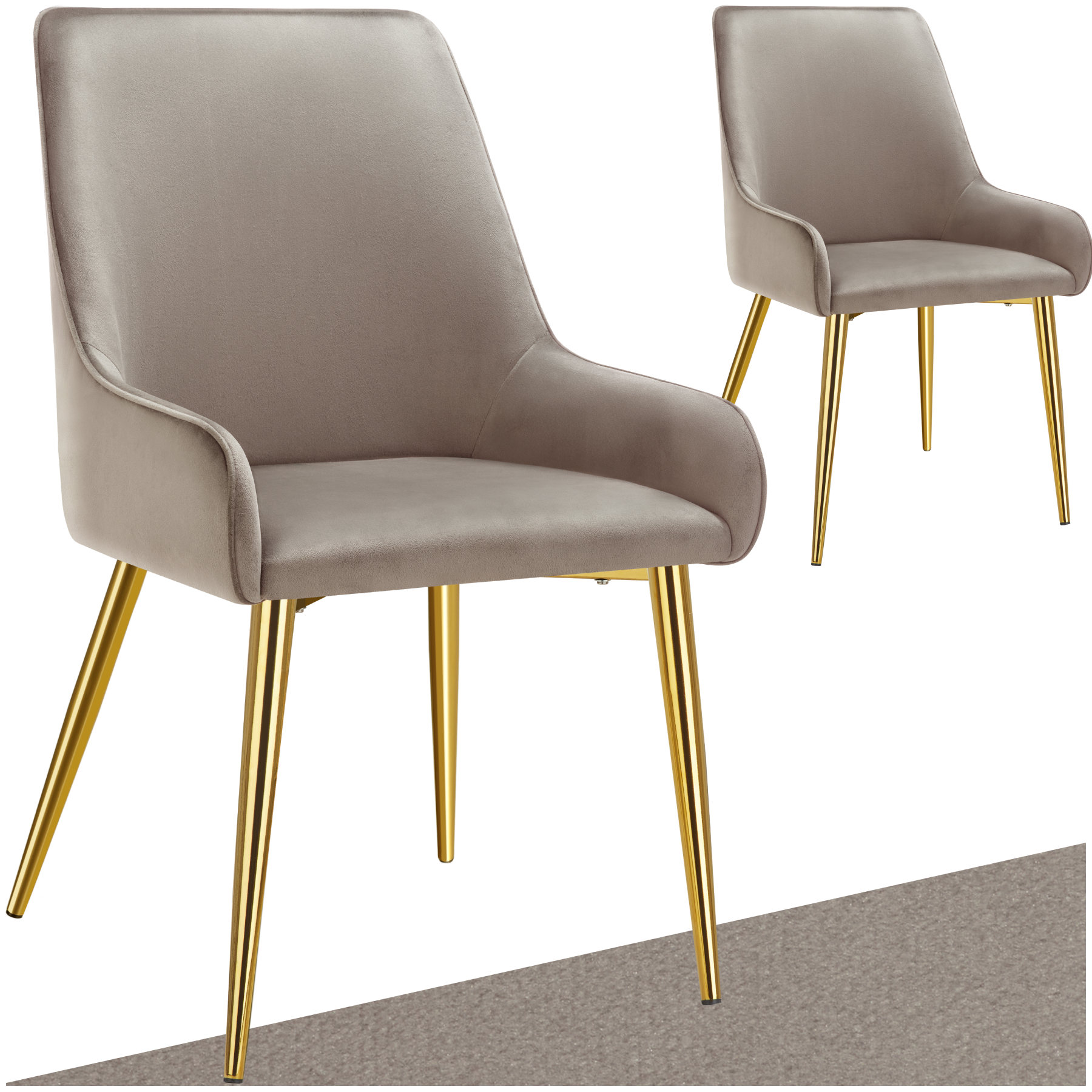 Eetkamerstoel Avane, fluweeloptiek, draagkracht 120 kg - taupe, Set van 2
