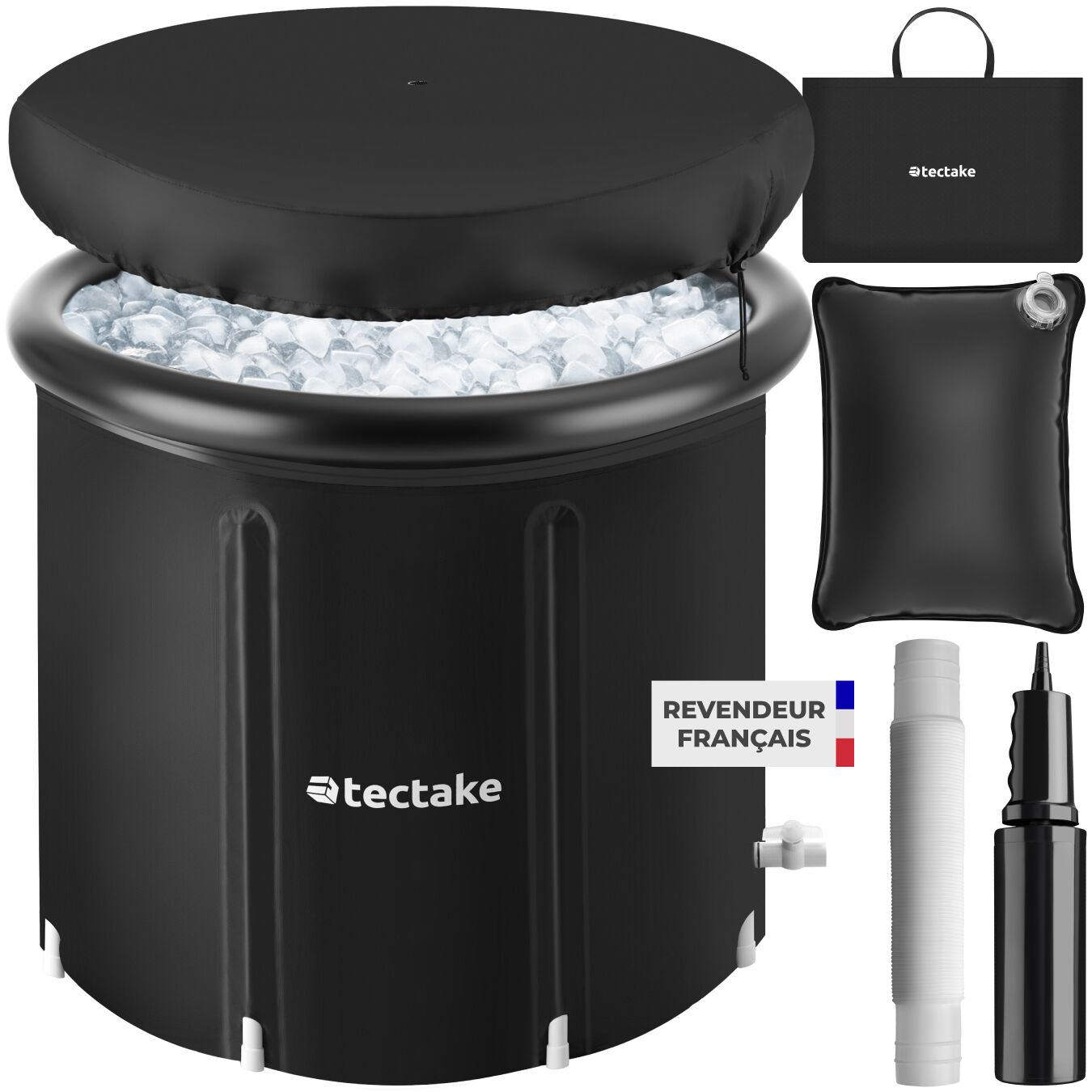 Baignoire à glace HELSINKI pliable avec triple isolation et pompe incl. - Ø 90 x 75 cm | tectake
