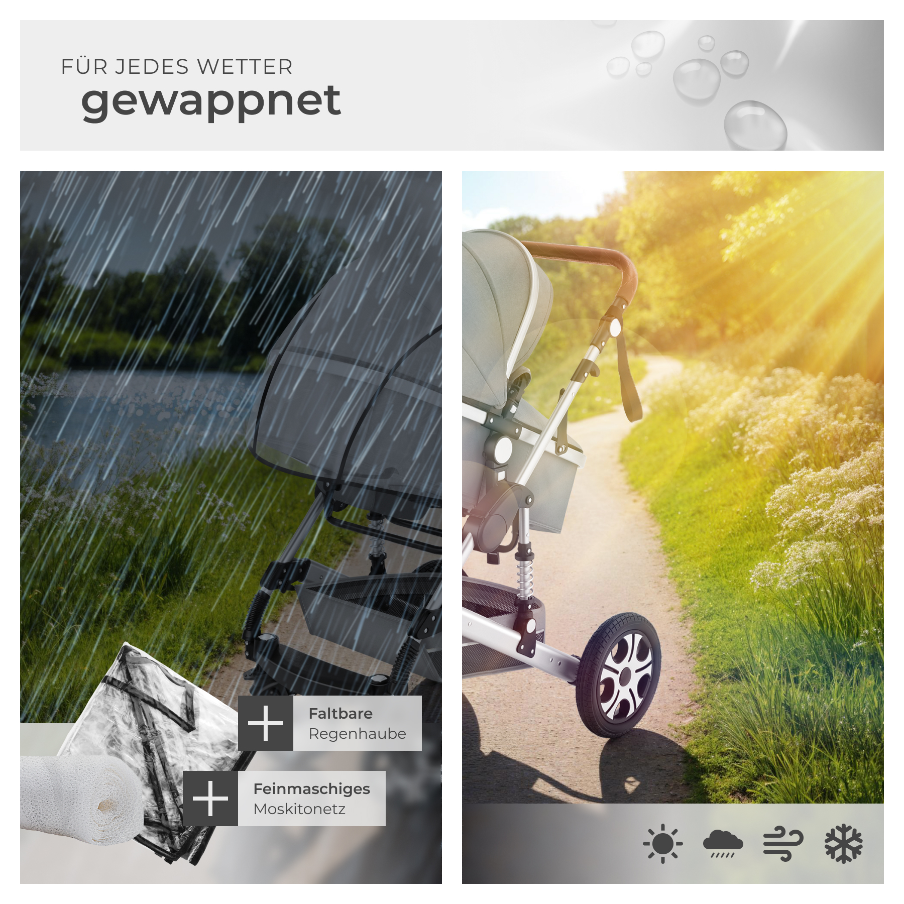 Kombi-Kinderwagen klappbar Buggy Liegebuggy 5-Punkt-Gurt Bremse Fußsack 15kg