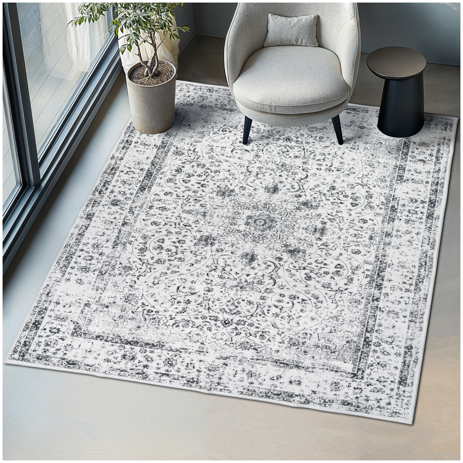 Vintage Designer Teppich Aliya, Kurzflor - 200 x 274 cm