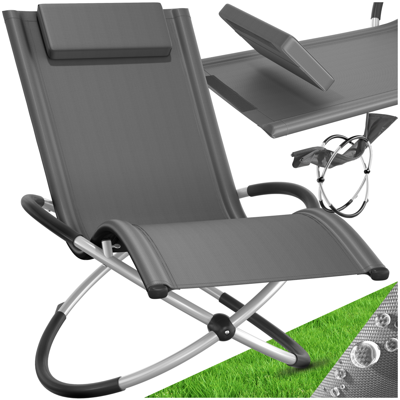 Bain de soleil Paulina ergonomique, pliable, 150 kg - gris | tectake