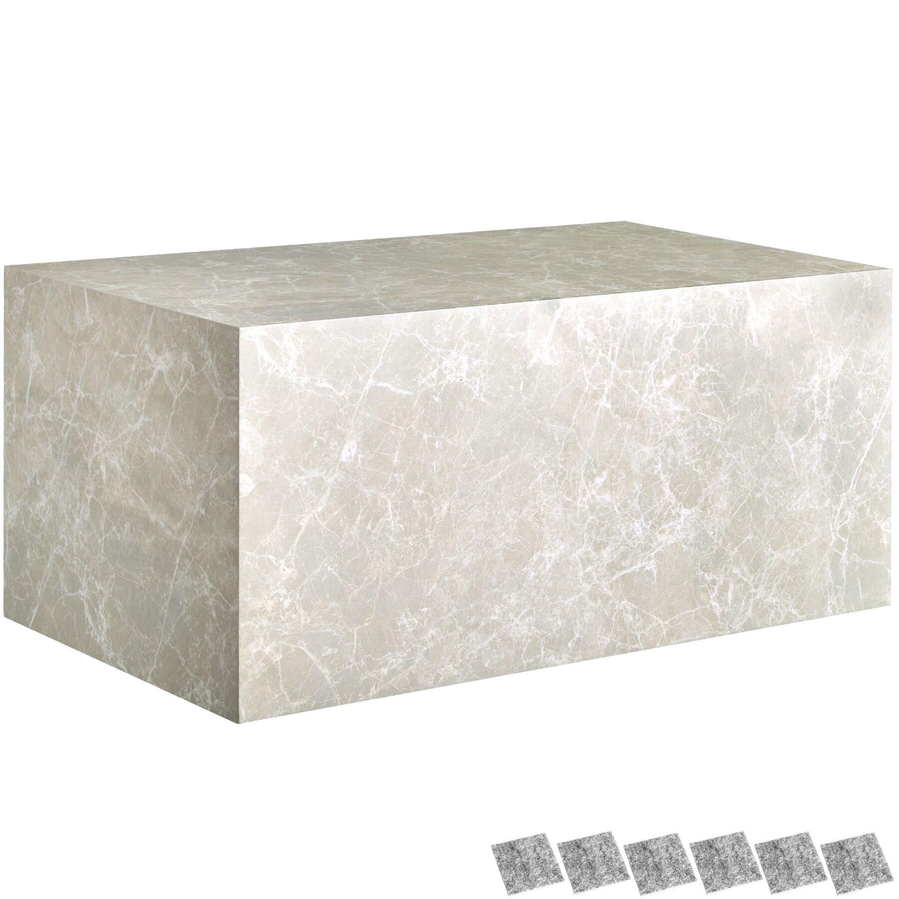 Mesa de centro LASLEY com capacidade de carga 45 kg - Aspeto de travertino, 90 x 50 x 40 cm