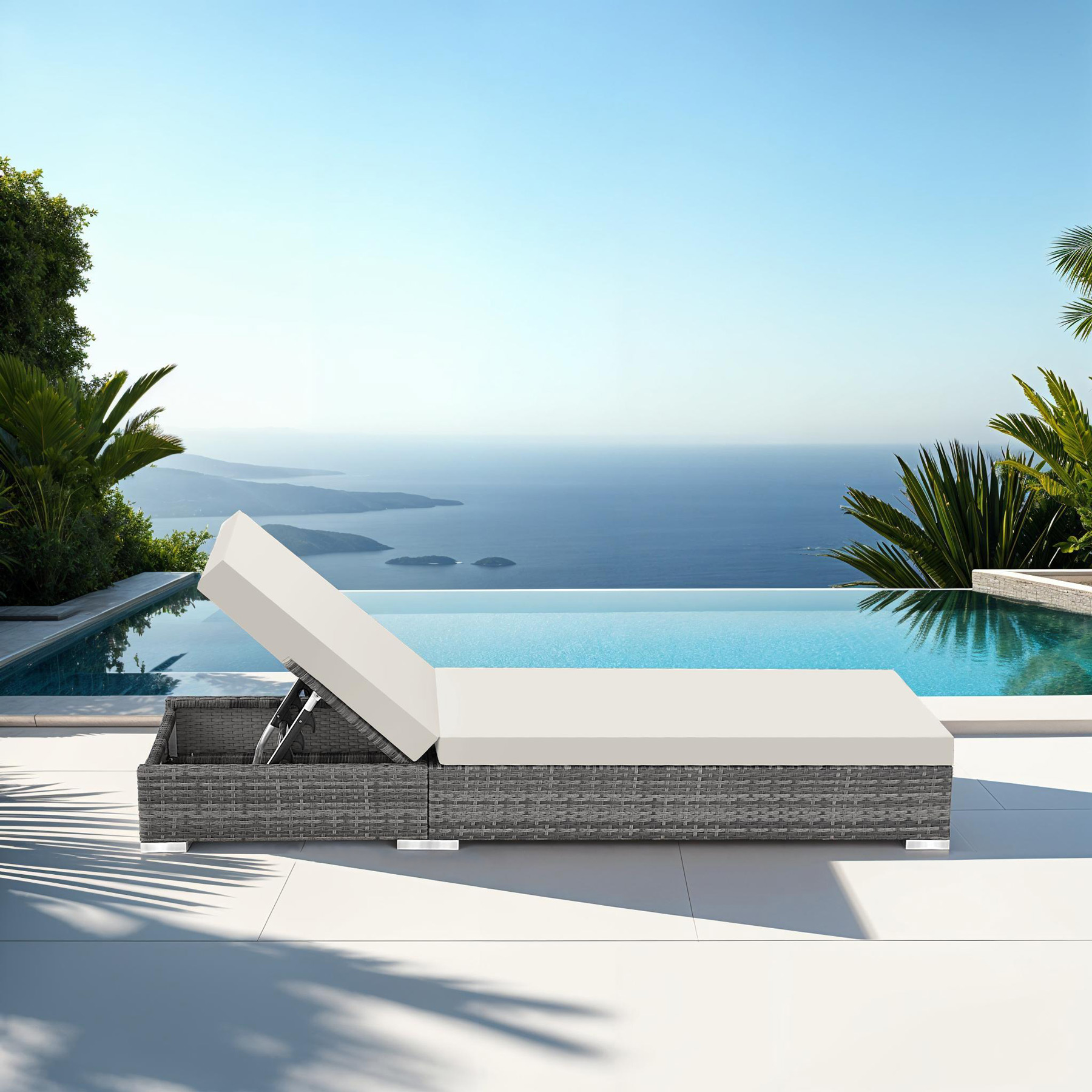 Garden Table Chairs Rattan Furniture Set Outdoor Sun Lounger Loungers Reclining - Picture 36 of 61