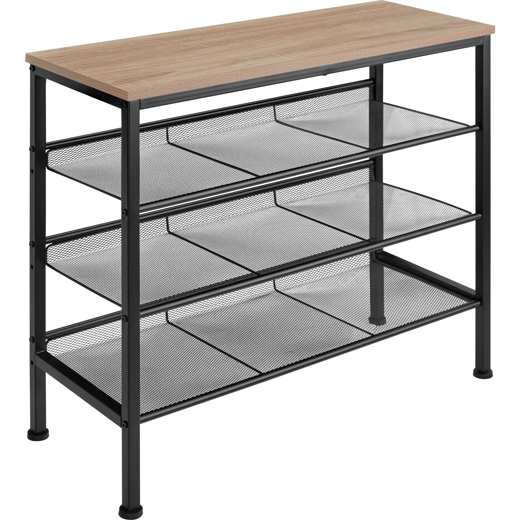 Shoe Rack Wolverhampton - surface shelf and 3 grid shelves, industrial style - industrial wood light, oak Sonoma