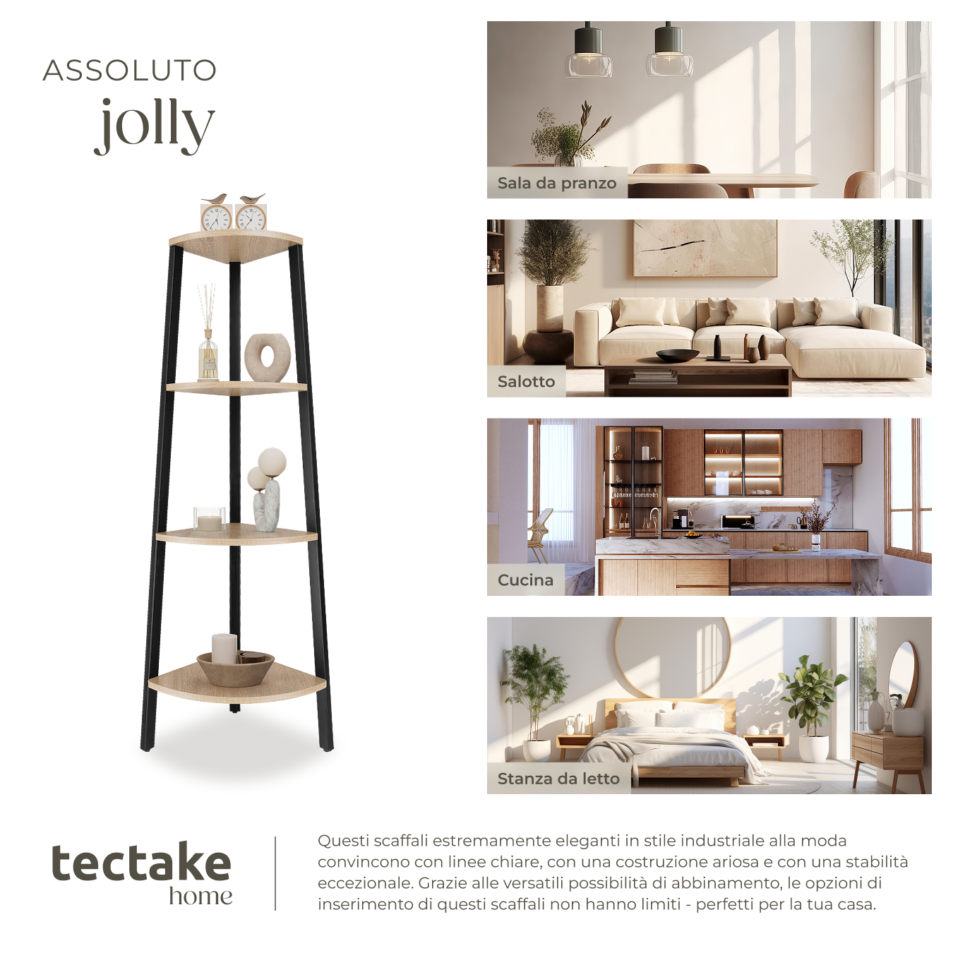 Scaffali ad angolo Newbridge 4 ripiani Stile ndustriale Antiribaltamento - Foto 20 di 25