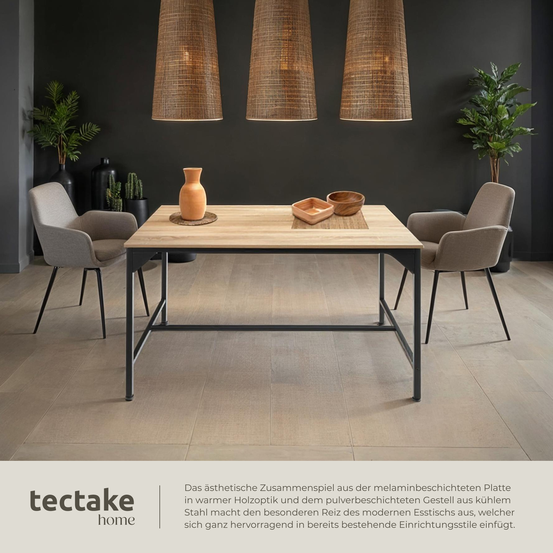 Esstisch Küchentisch Esszimmertisch Tisch 120 x 75 cm Industrial Design schwarz