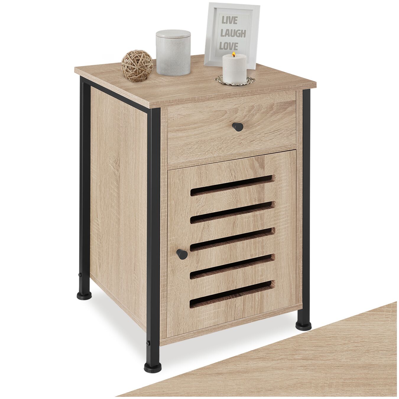 Nachttisch Waterford 40x42x60,5cm - Industrial Holz hell, Eiche Sonoma