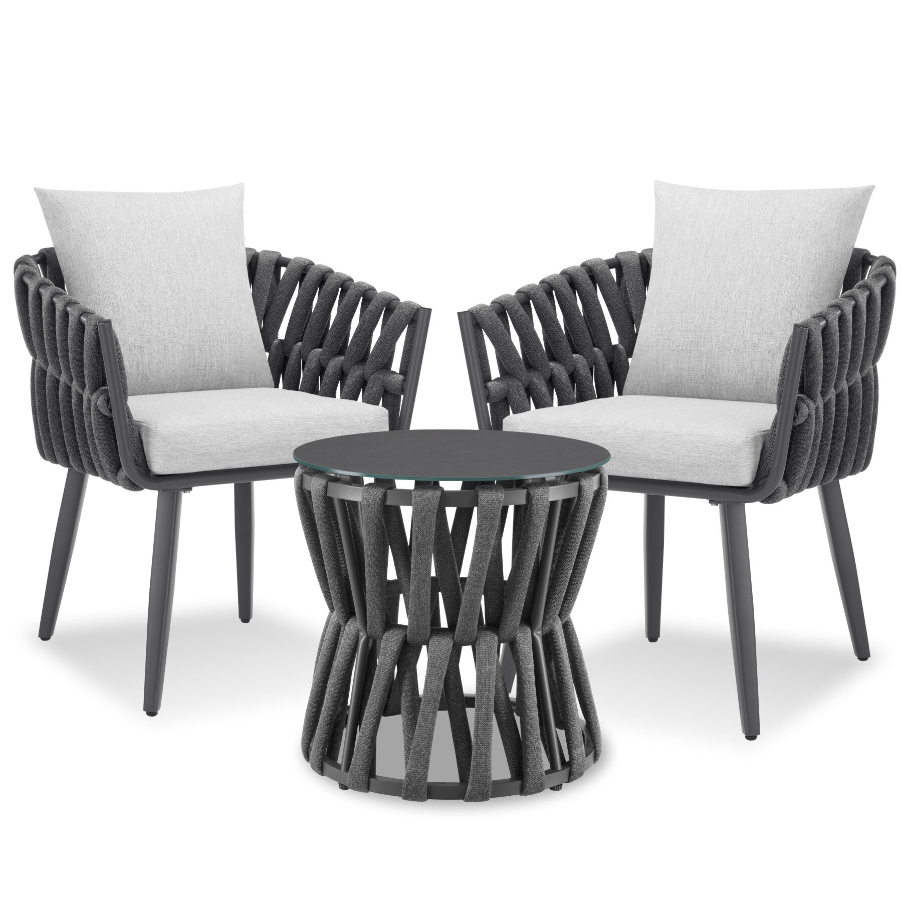 Set Lugano in touwdesign, aluminium frame, schroefpoten - antraciet/grijs | tectake