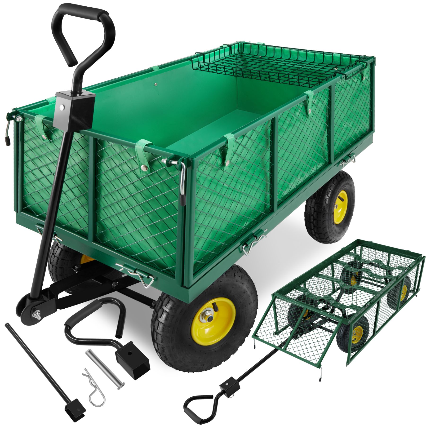 Wózek transportowy ogrodowy z półką maks. 550 kg - zielony