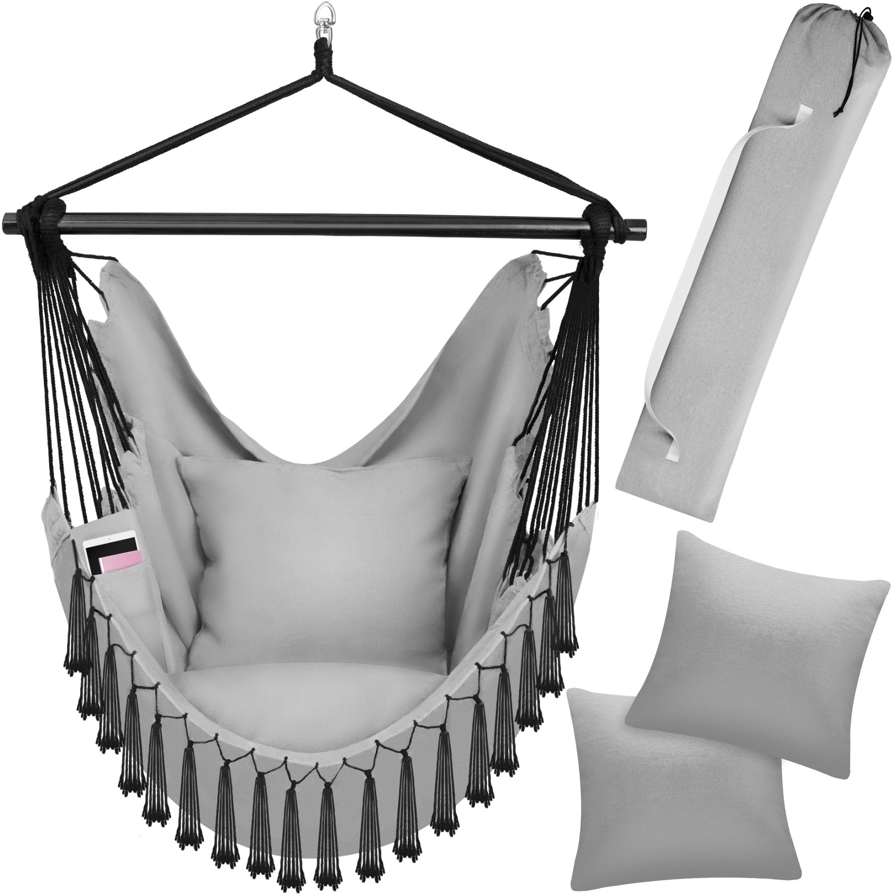 Hängstol Malika, Boho-stil, kapacitet på 150kg - grå | tectake