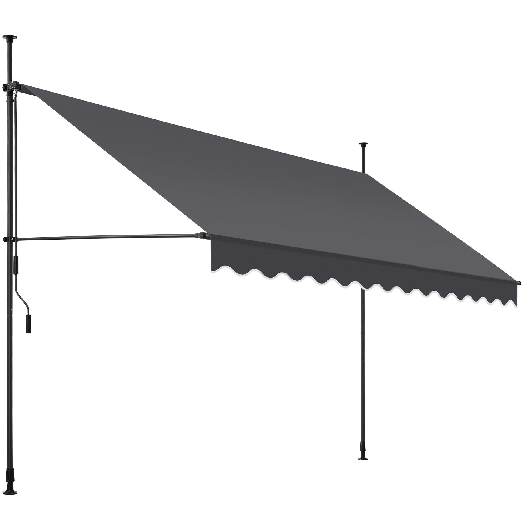 Klemmmarkise mit Handkurbel, höhenverstellbar - 350 x 180 cm, schwarz/grau