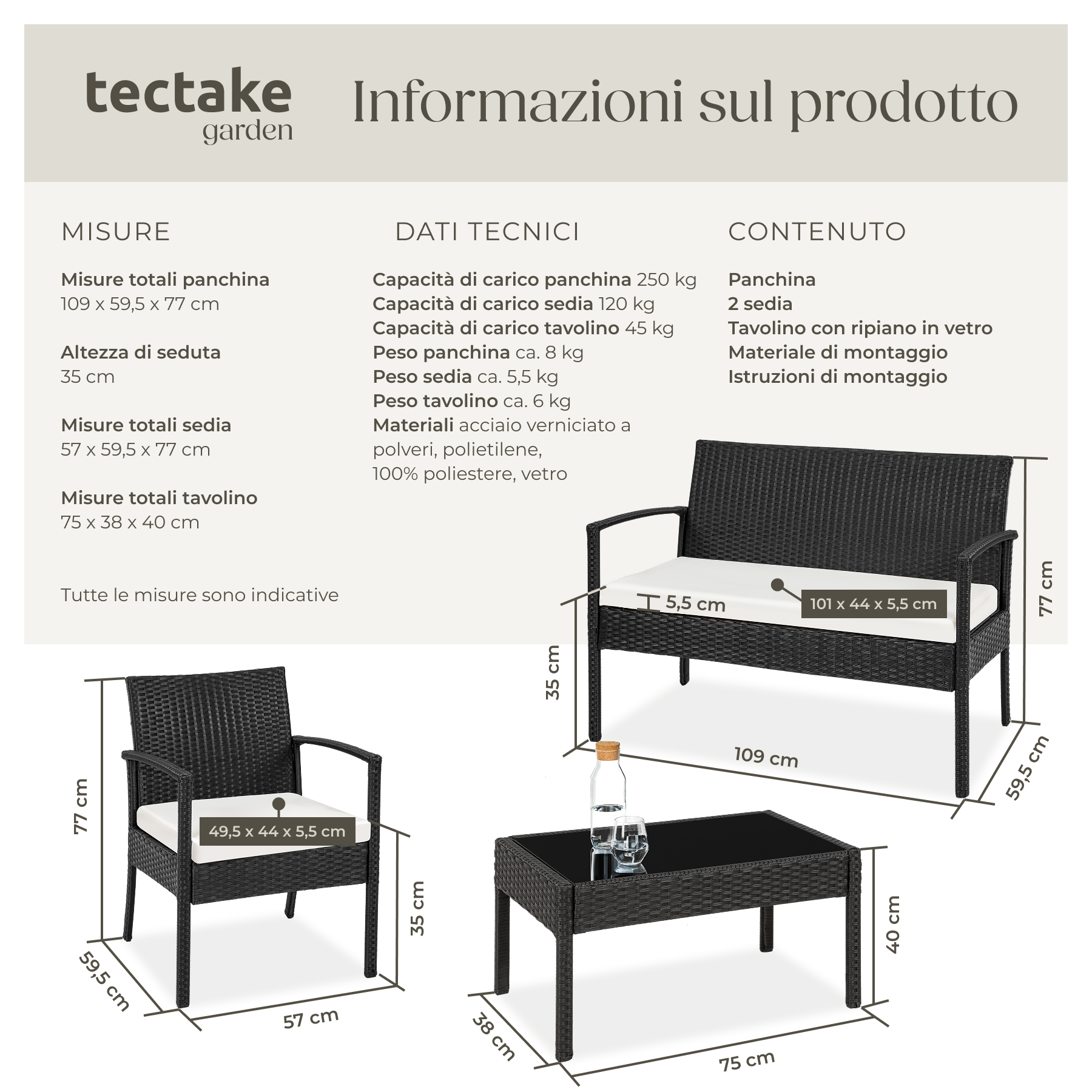 SET DI MOBILI RATTAN SINTETICO POLYRATTAN 2 POLTRONE DIVANO E TAVOLO GIARDINO nu - Foto 17 di 67