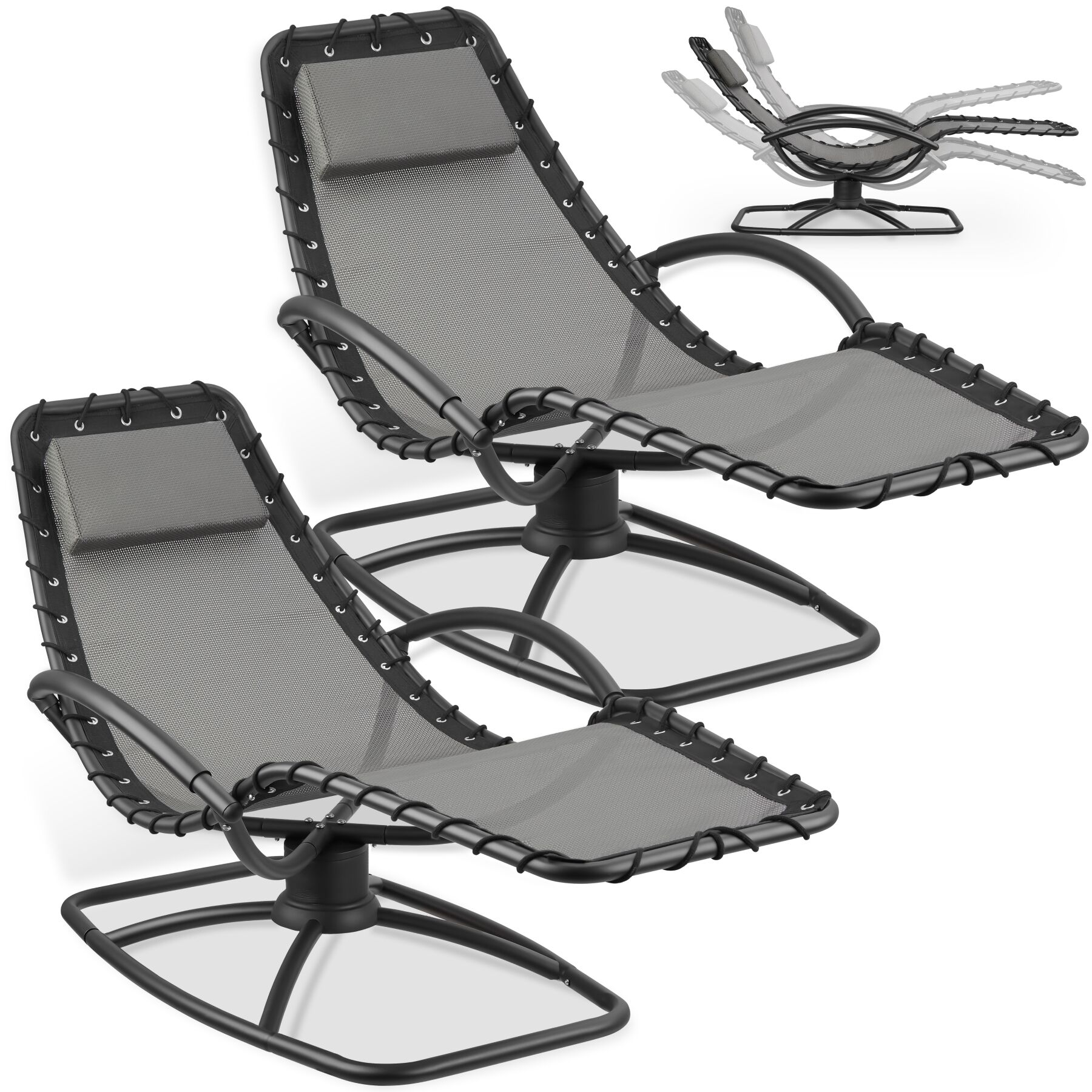 Chaise longue ergonomique TOULON - gris, Lot de 2 | tectake