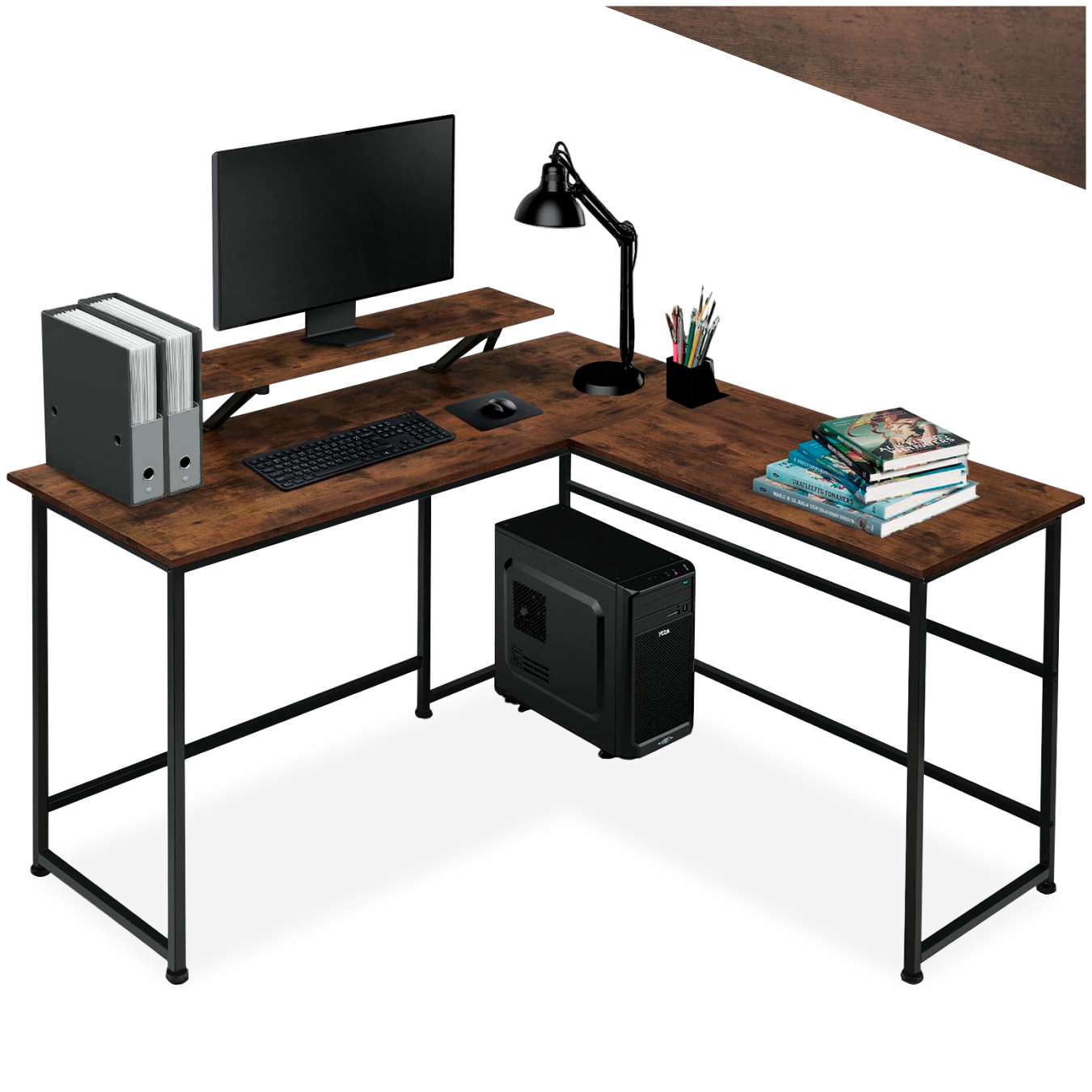 Schreibtisch Eckschreibtisch L-Form Computertisch Bürotisch PC Tisch Holz Metall