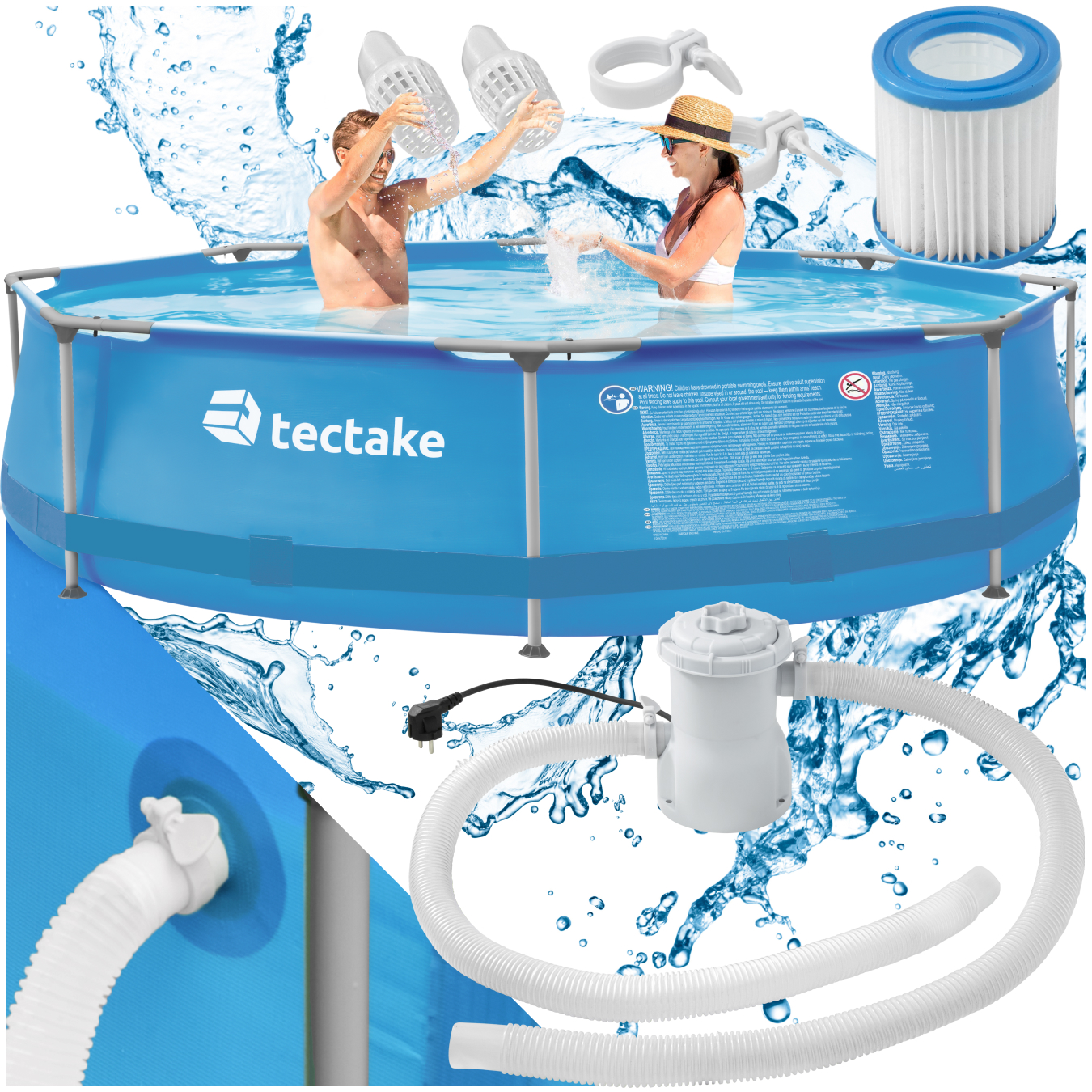 Swimmingpool Komplettset Garten Steelframe Schwimmbecken Quick up rund Ø 300cm