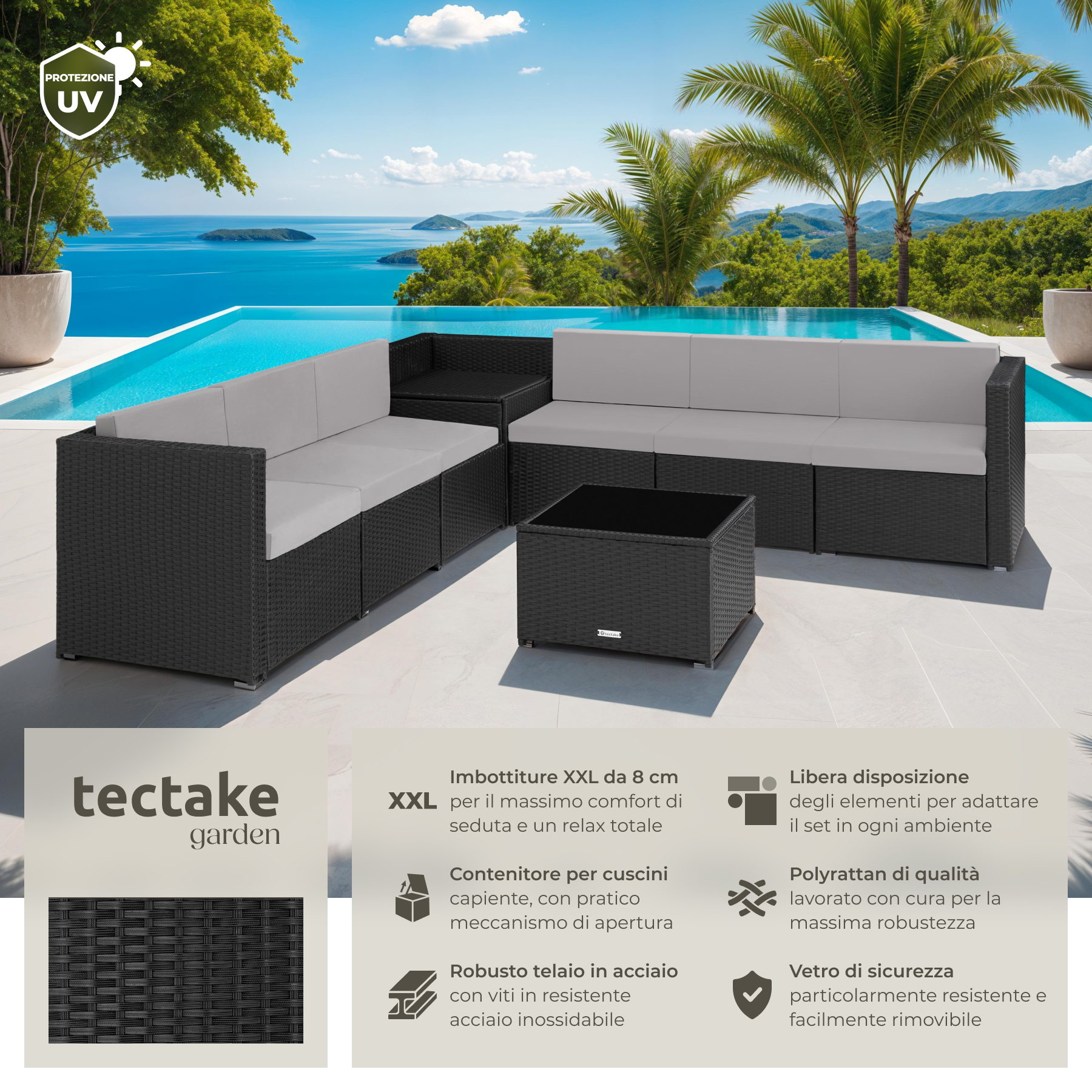 Salottino in Rattan Mobili Giardino Set Terrazza Poltrone Tavolo Box Contenitore - Foto 3 di 37