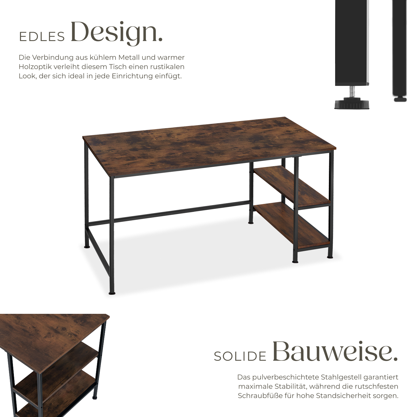 Computer-Schreibtisch Bürotisch Arbeitstisch Industrial Style 120 x 60 x 75,5 cm