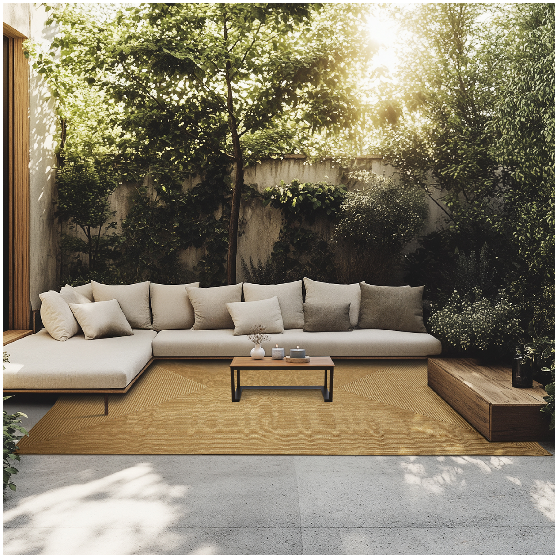 Geflochtener Teppich Raya in Jute-Optik, für In- und Outdoor - 200 x 290 cm