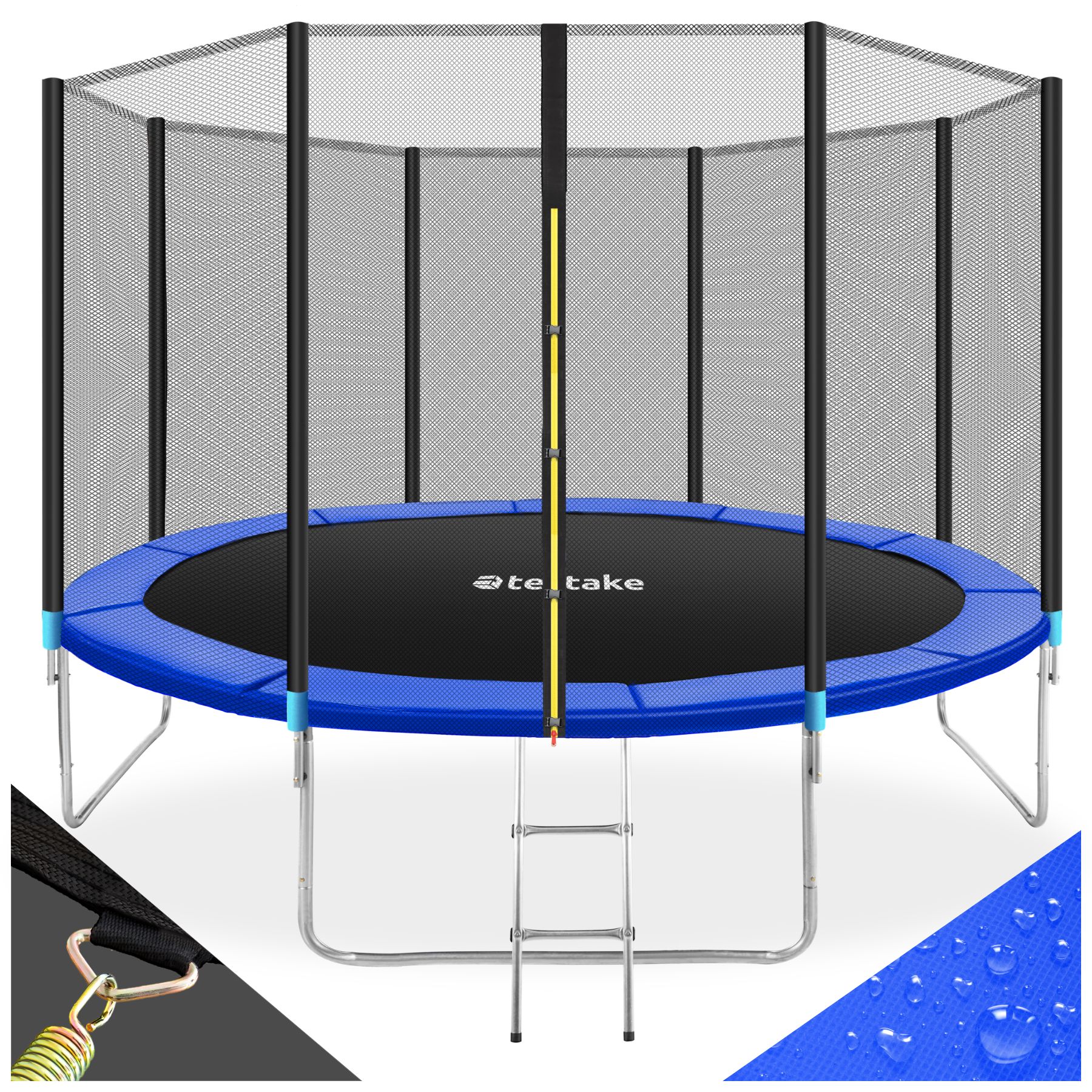 Trampolina ogrodowa z siatką i drabinką - 396 cm