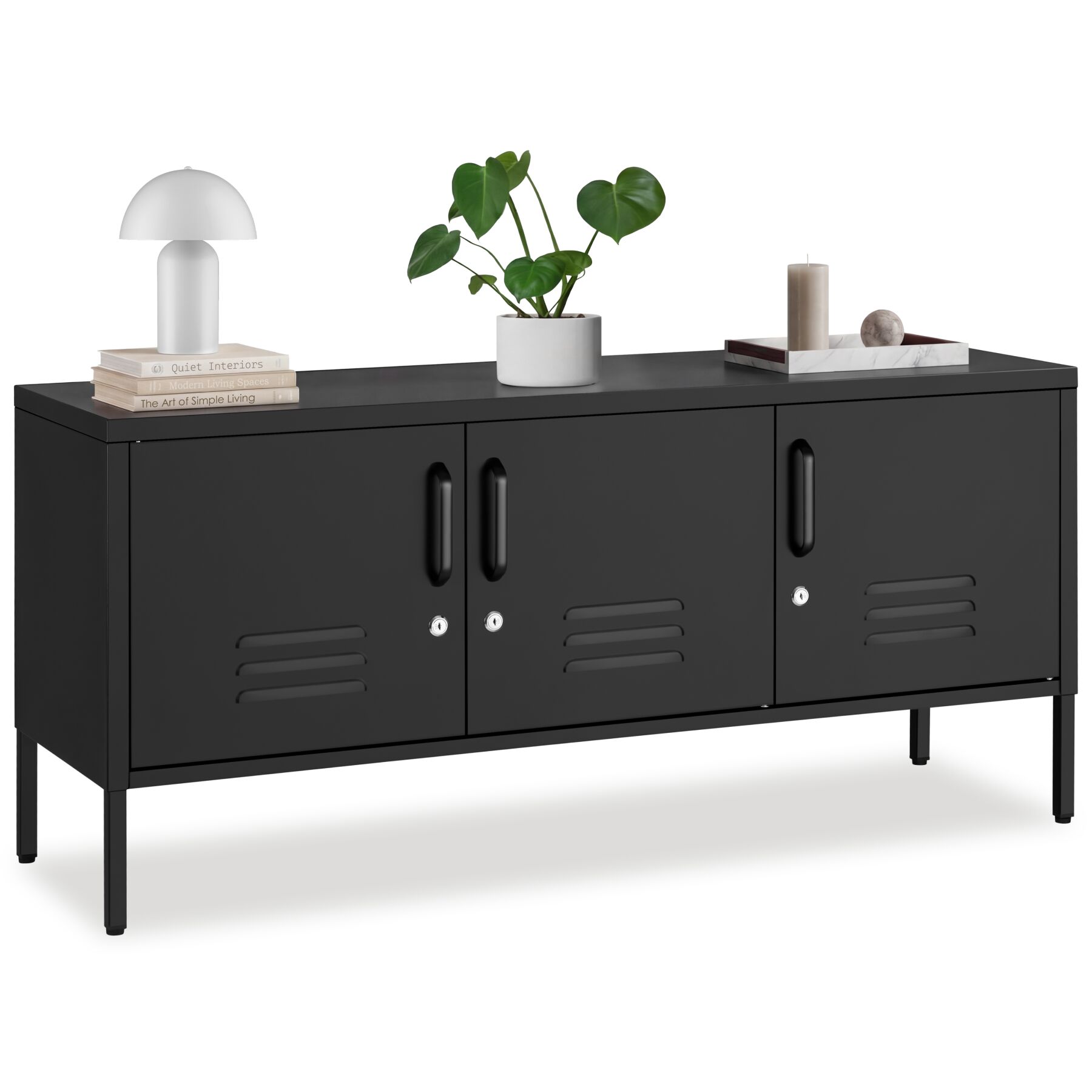 Sideboard Baker, with lockable doors and cable management - black | tectake