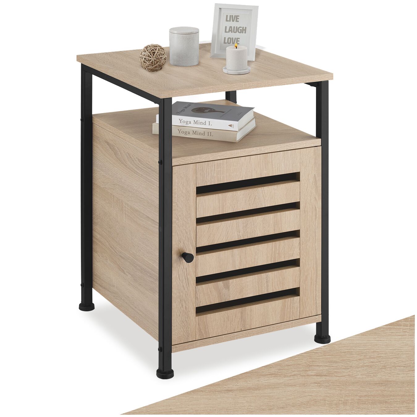 Armoire d’appoint CORK Meuble de rangement Style Vintage 40,5x40,5x60,5cm - Bois clair industriel, Chêne Sonoma | tectake
