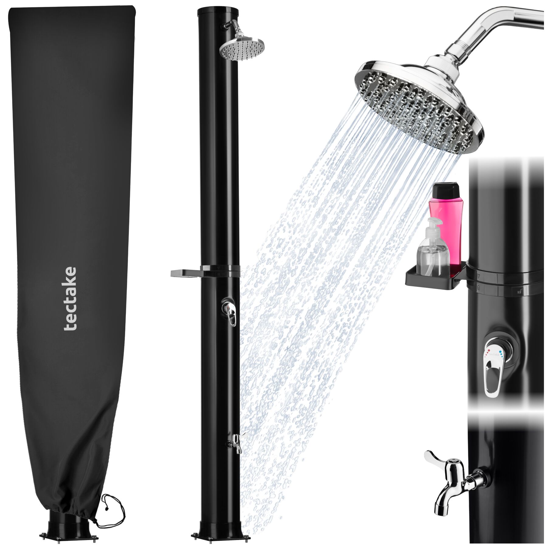Zonnedouche Orinoco 40 l - zwart | tectake