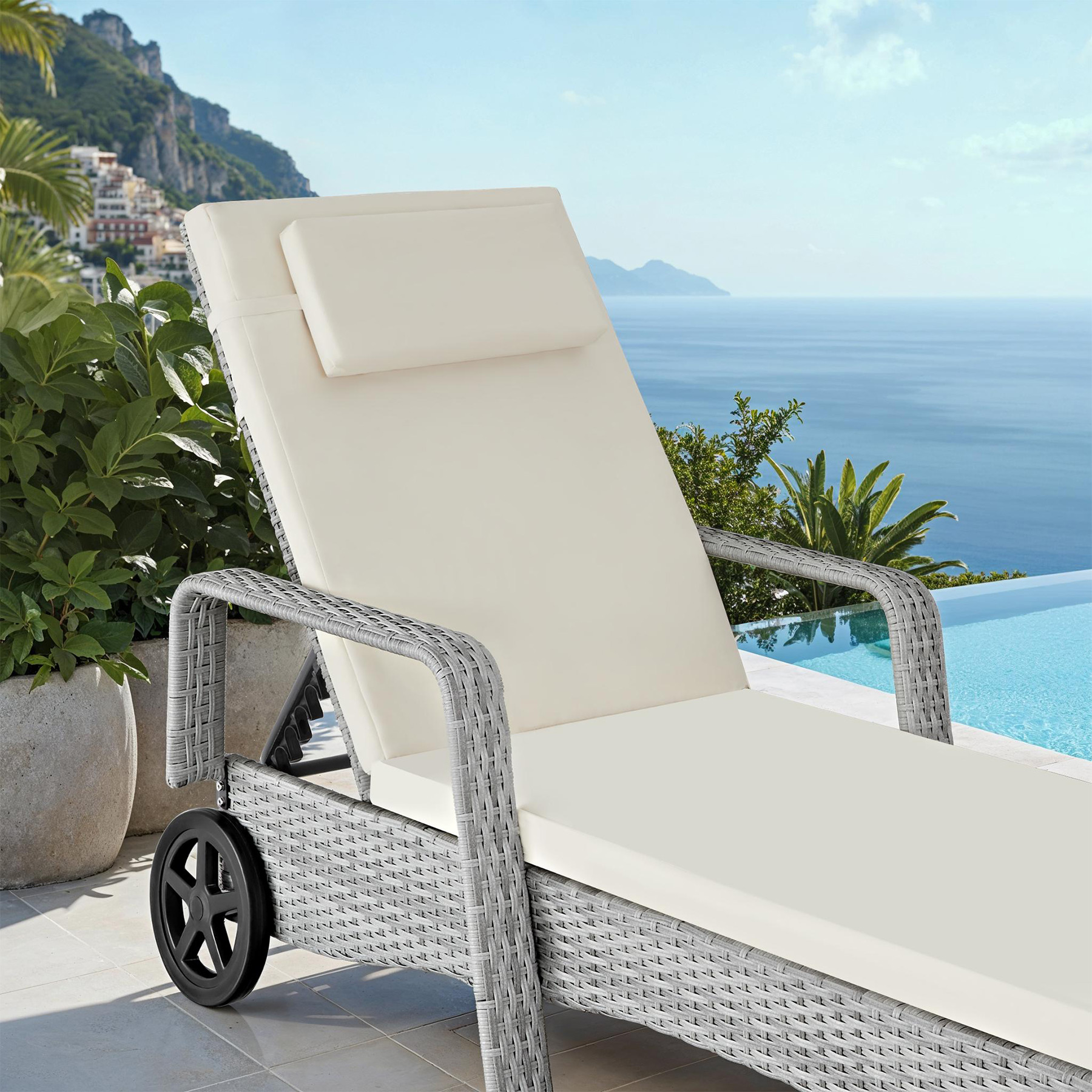 Sonnenliege klappbar Gartenliege Polyrattan Liegestuhl Strandliege robust 200 cm - Bild 144 von 145