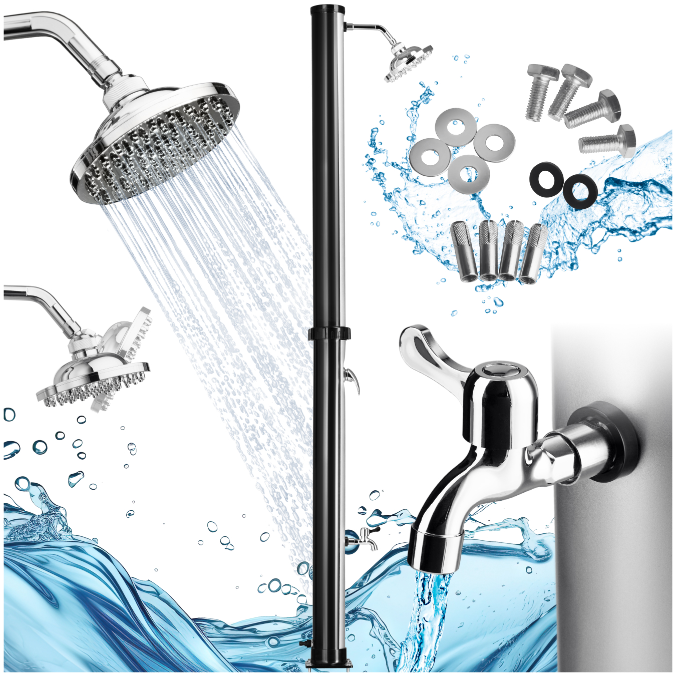 Douche solaire Tinto 20 L - noir/gris de tectake