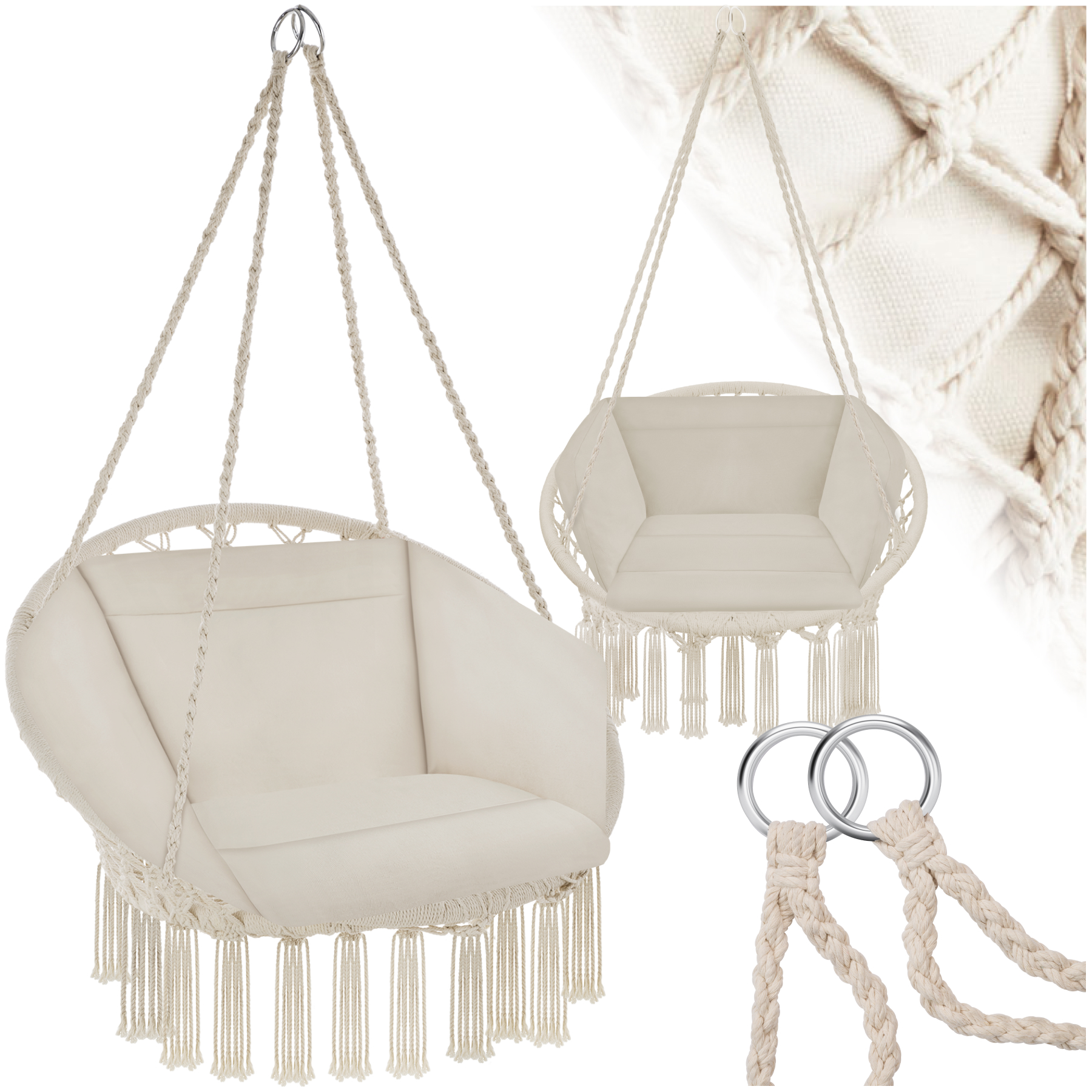 tectake - Fauteuil suspendu GRAZIA - beige