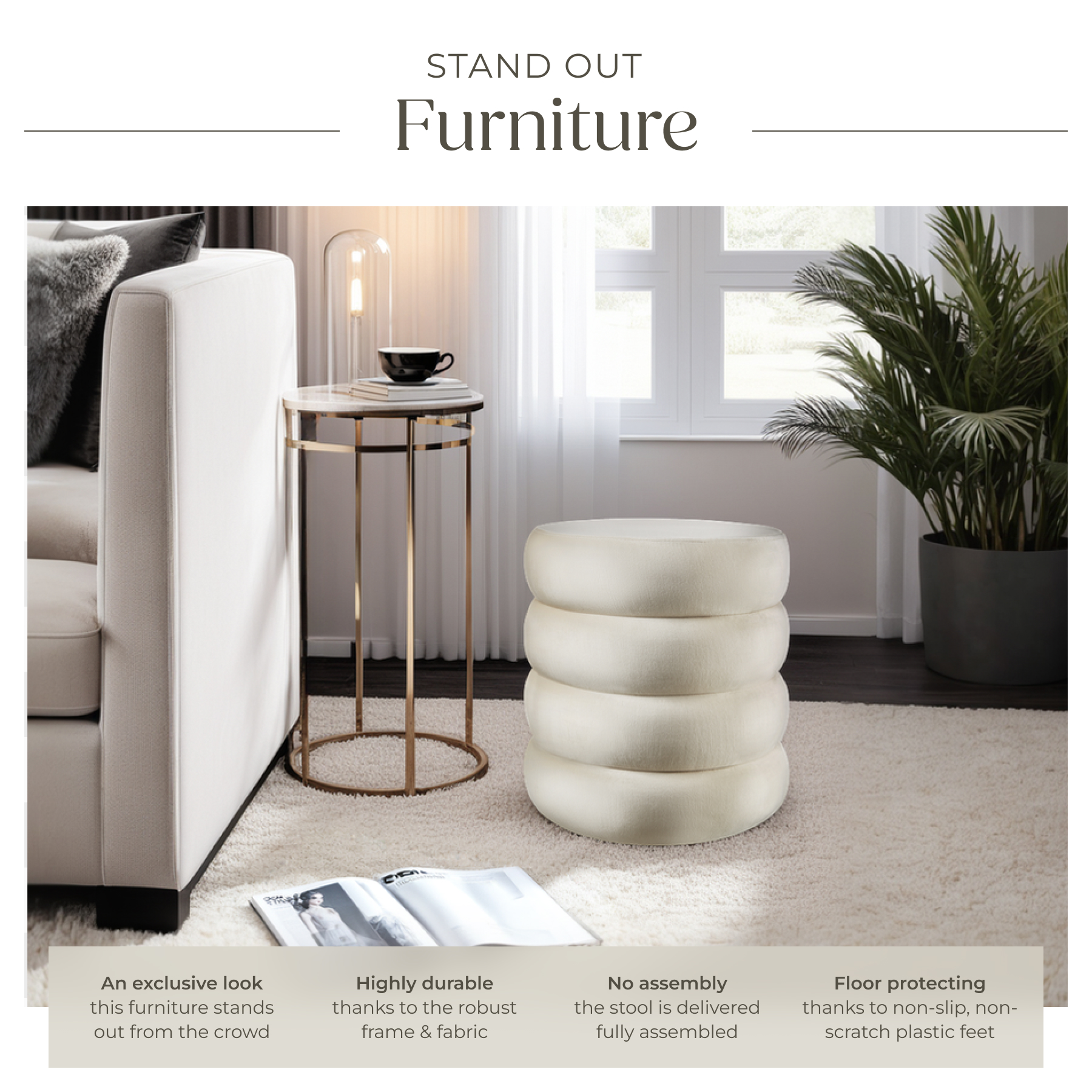 Footstool Storage Stool Upholstered Pouffe Ottoman Desk Dressing Table Seat - Picture 16 of 37