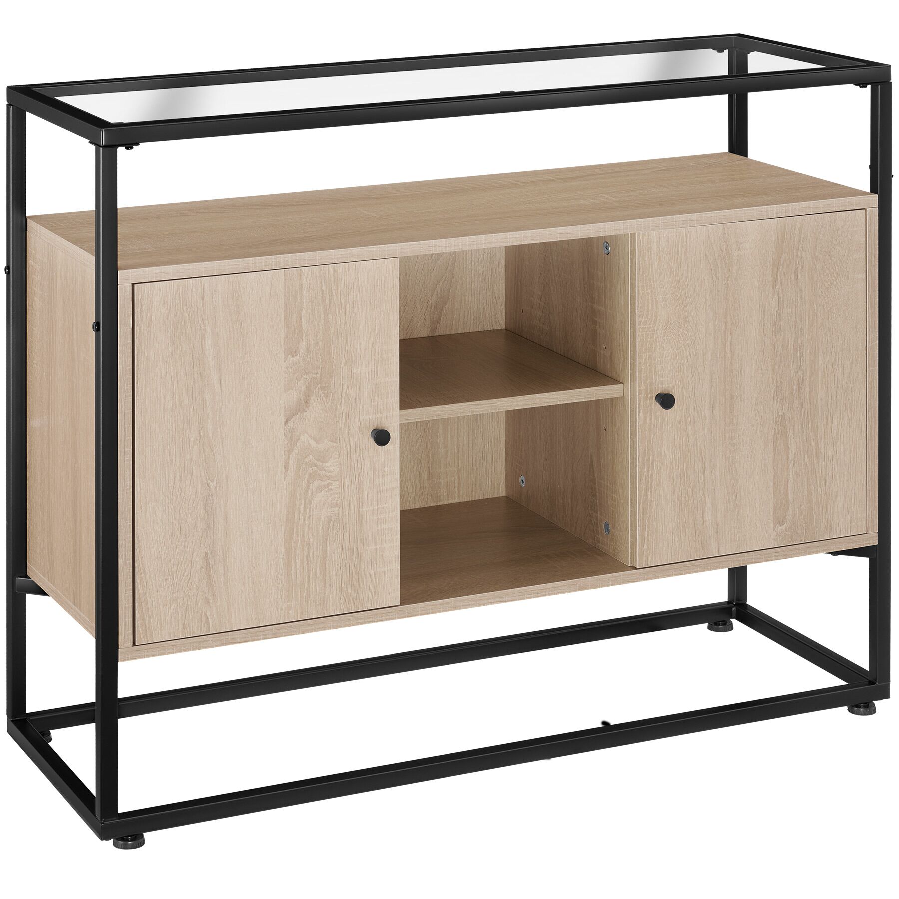 Aparador Oldham 100x38x80,5cm - Madeira industrial clara, carvalho Sonoma | tectake