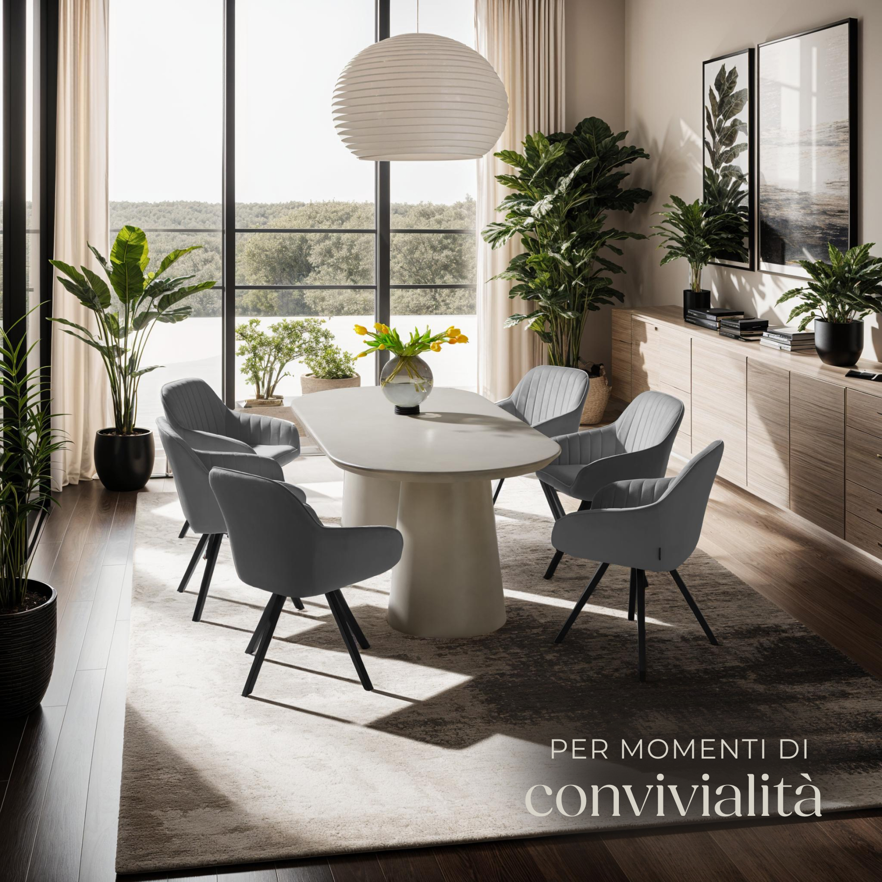 Sedia Sala Pranzo Girevole Braccioli Effetto Velluto Sedia Salotto Imbottita - Foto 21 di 37
