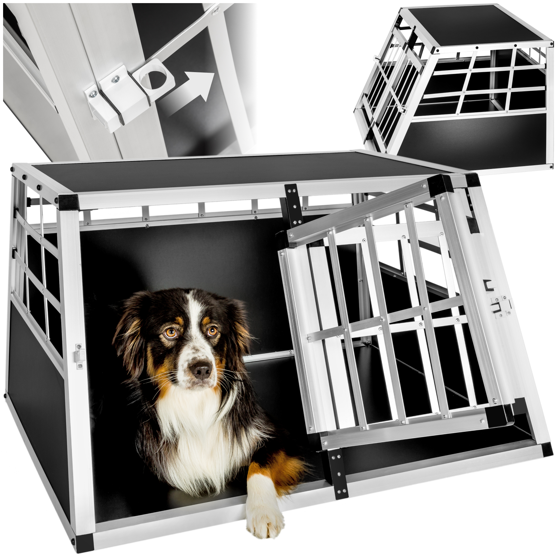 Cage de transport pour chien double dos droit - 89 x 69 x 50 cm | tectake