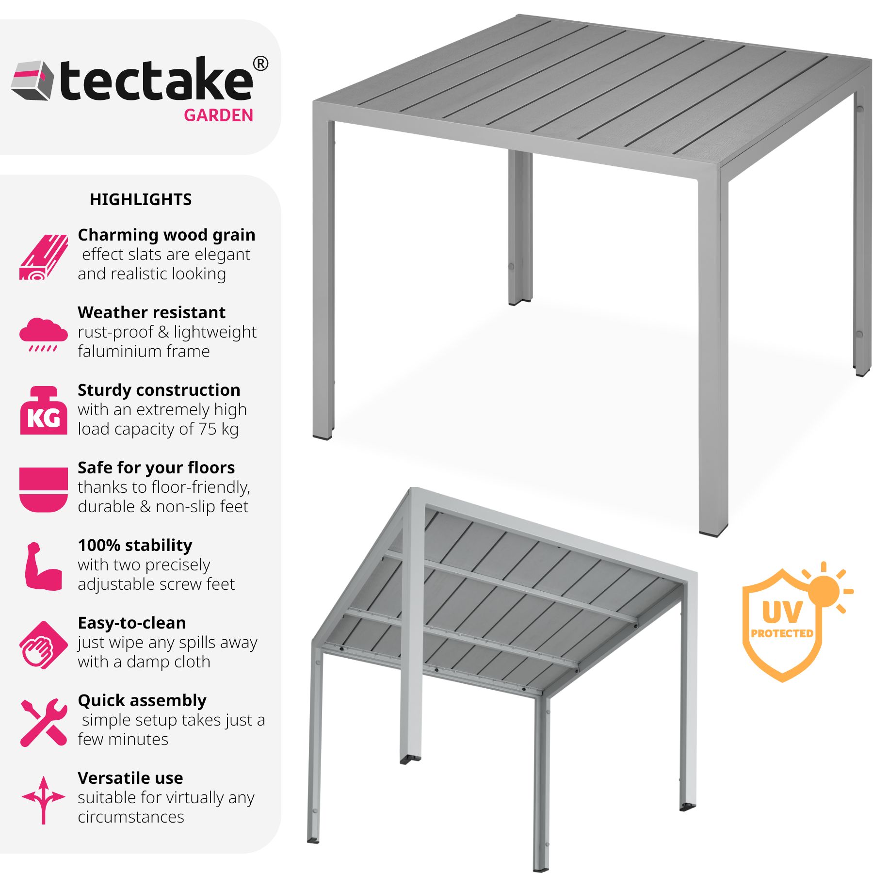 Garden Furniture Table Outdoor Patio Dining Coffee Balcony Square Aluminium - Picture 15 of 25