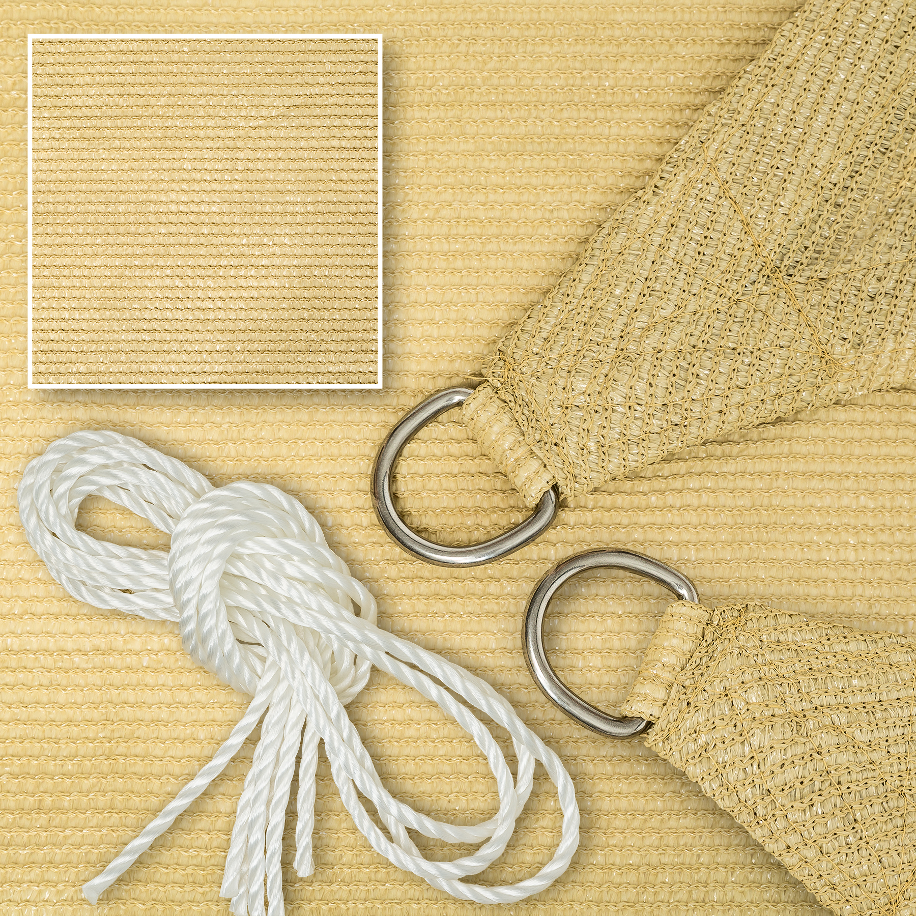 Sonnensegel mit UV Schutz quadratisch Sonnenschutz Sonnendach Wind Schutz beige