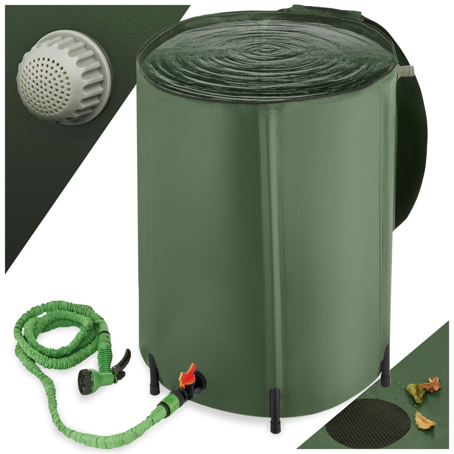 Water Butt - tap and overflow protection, foldable weather resistant - 250 L | tectake