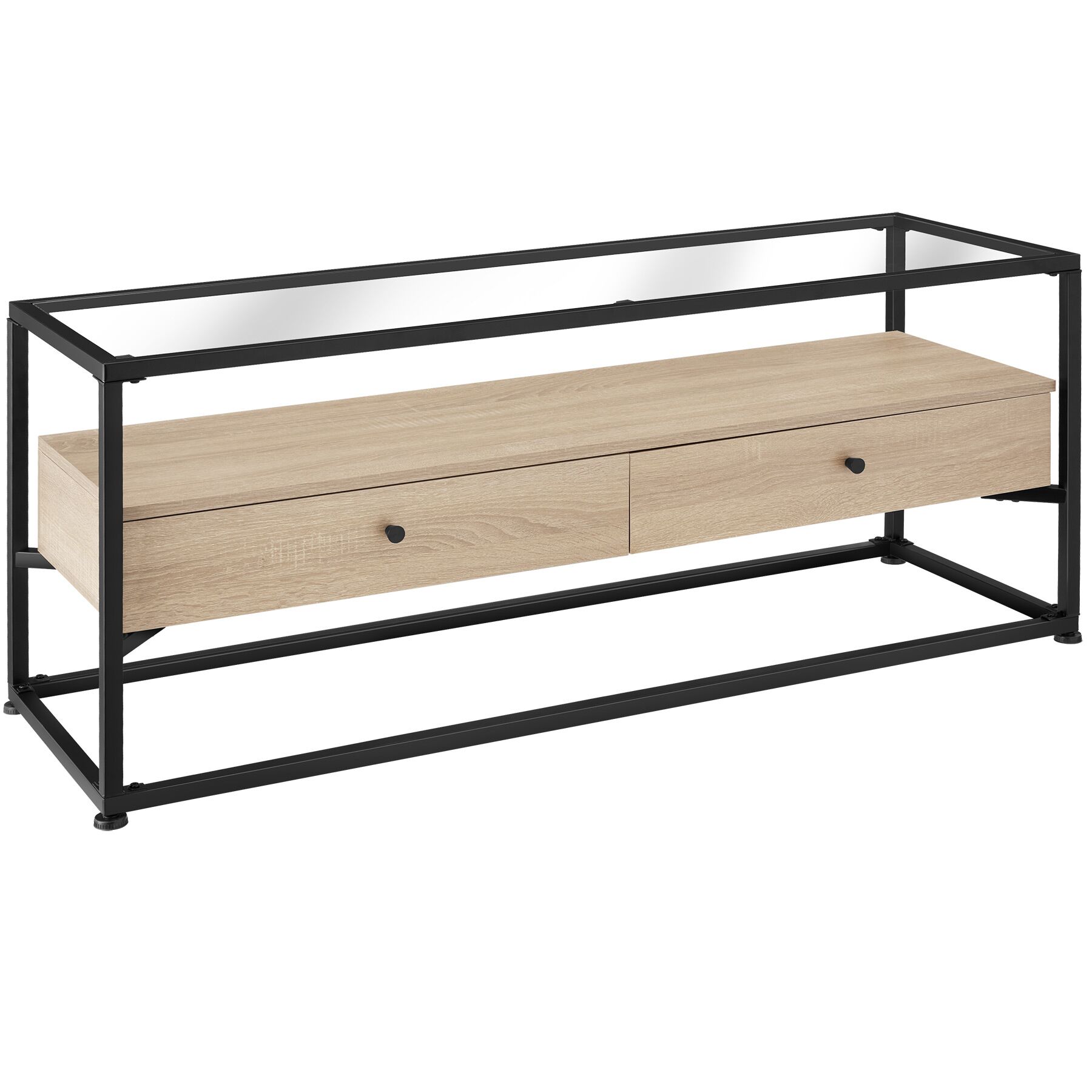 Móvel baixo para TV Maidenhead 121,5x41,5x50,5cm - Madeira industrial clara, carvalho Sonoma | tectake