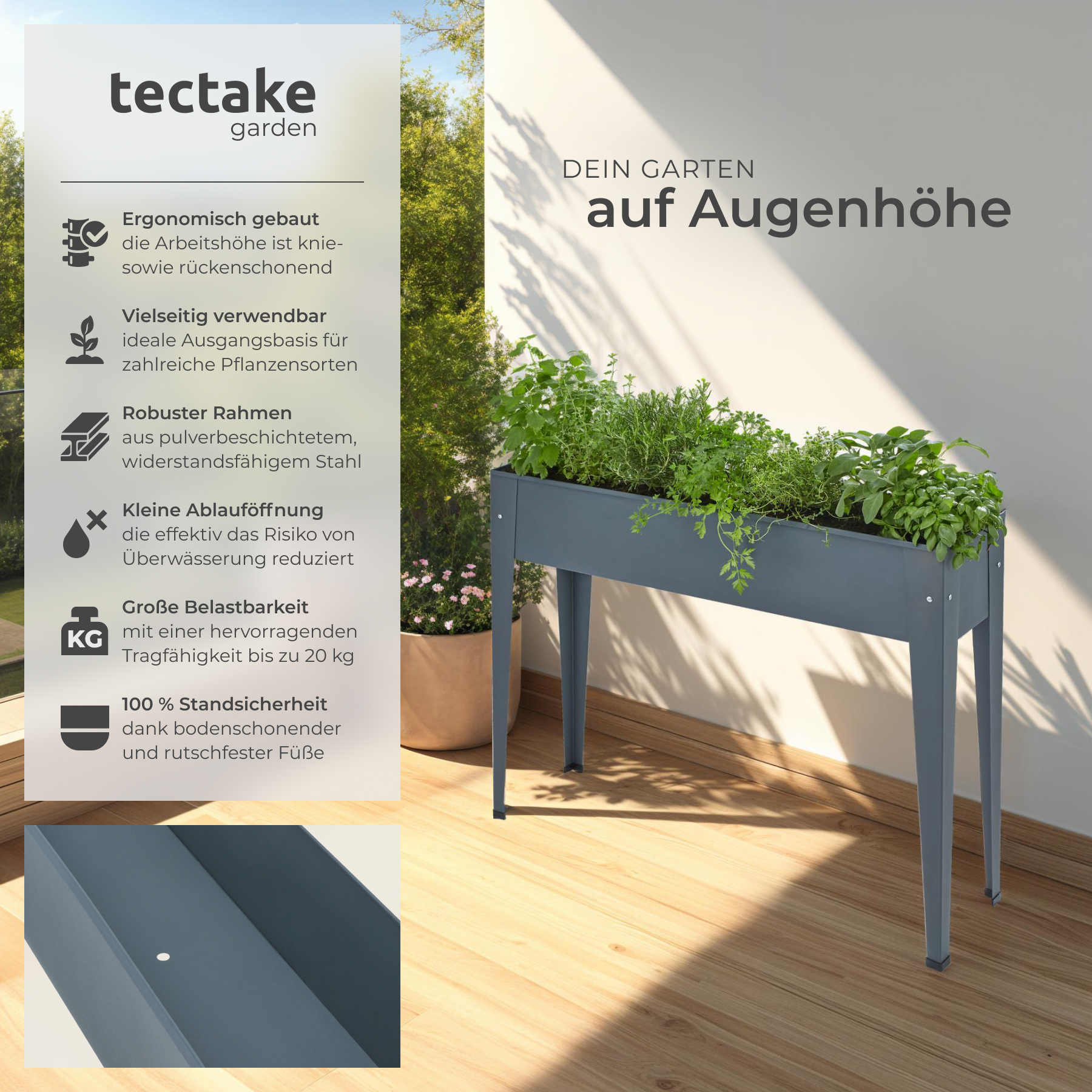 garten sichtschutz mit blumenkasten kunststoff Flexi-Design Blumenkasten mit Sichtschutz fr Balkone  Potflex