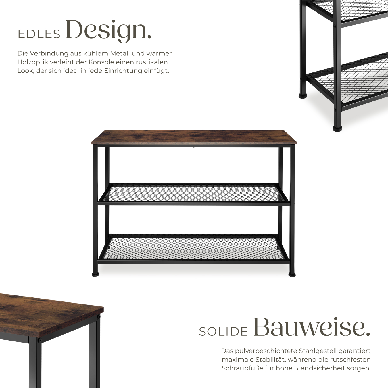 Konsolentisch Beistelltisch Anrichte Flurtisch Sideboard Industrial Look schwarz